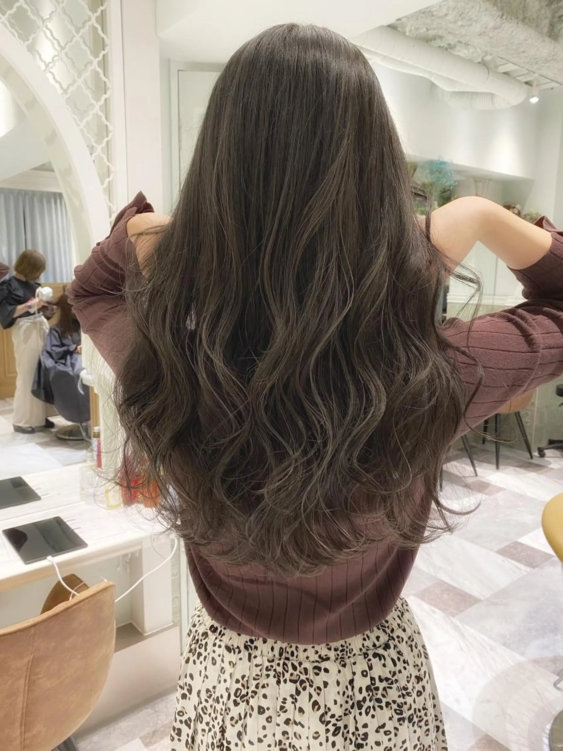 ロング ブリーチなしダブル カラー縮毛矯正　下野のヘアスタイル