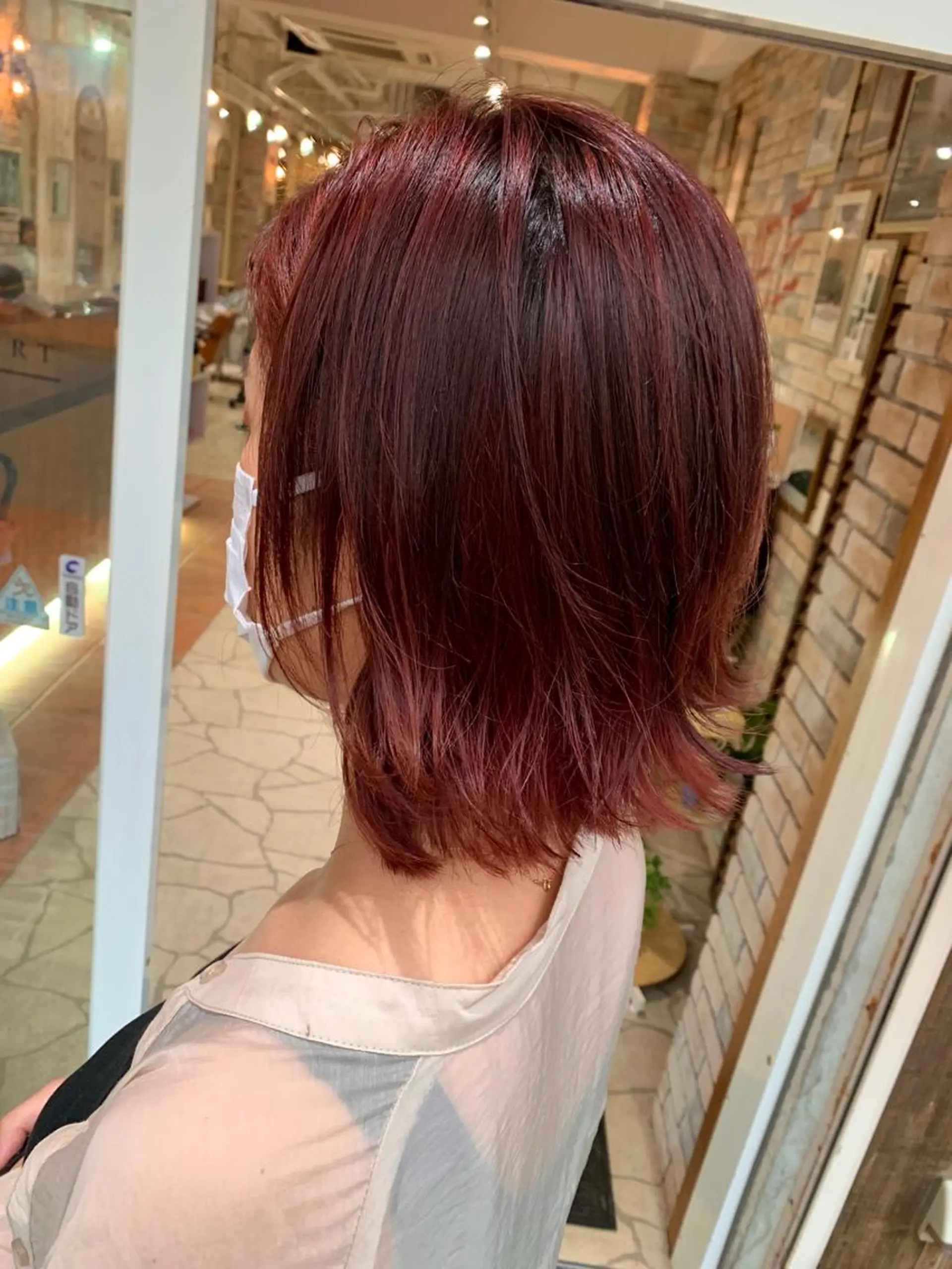 ショート カラー ヘアアレンジ バレイヤージュ ピンクカラー ピンクパープル パープルカラー レイヤーカット VIM hairおもろまち店のヘアスタイル