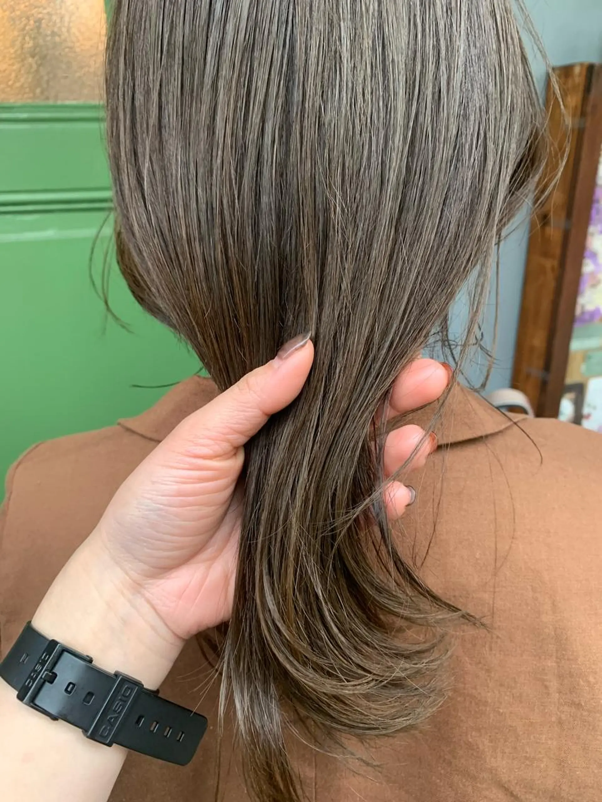 ミディアム カラー オリーブカラー カット ヘアカラー トリートメント ヘッドスパ 清水千優/パーマ/透 明感カラー/メンズのヘアスタイル