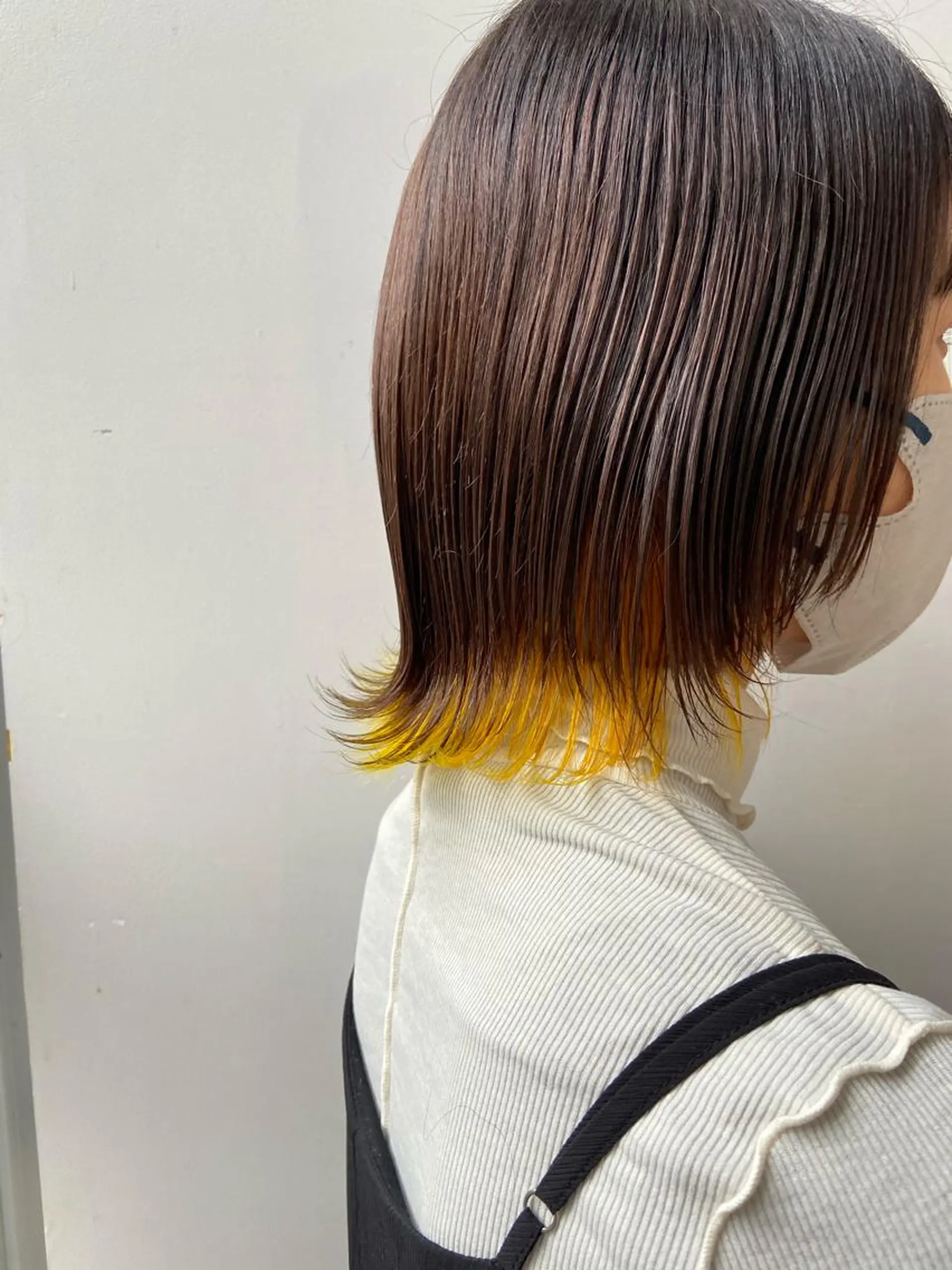 ミディアム カラー ヘアアレンジ イエローカラー Rinon所属・沖 真琴のヘアスタイル