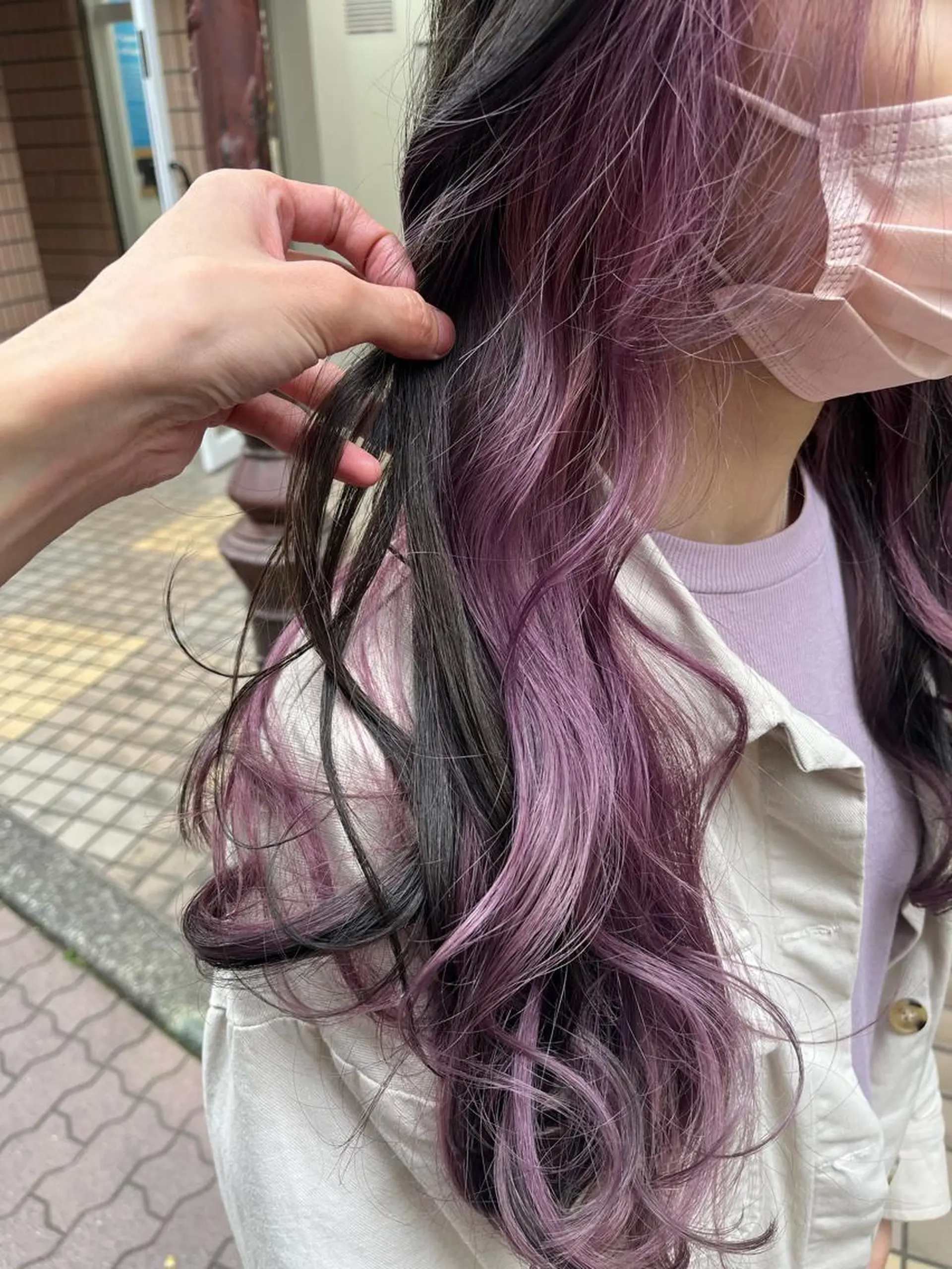 ロング カラー ショートボブ アッシュ バレイヤージュ ミストバング ベージュカラー カット ヘアカラー トリートメント 原宿サロン代表 デザインカラー伊藤卓のヘアスタイル