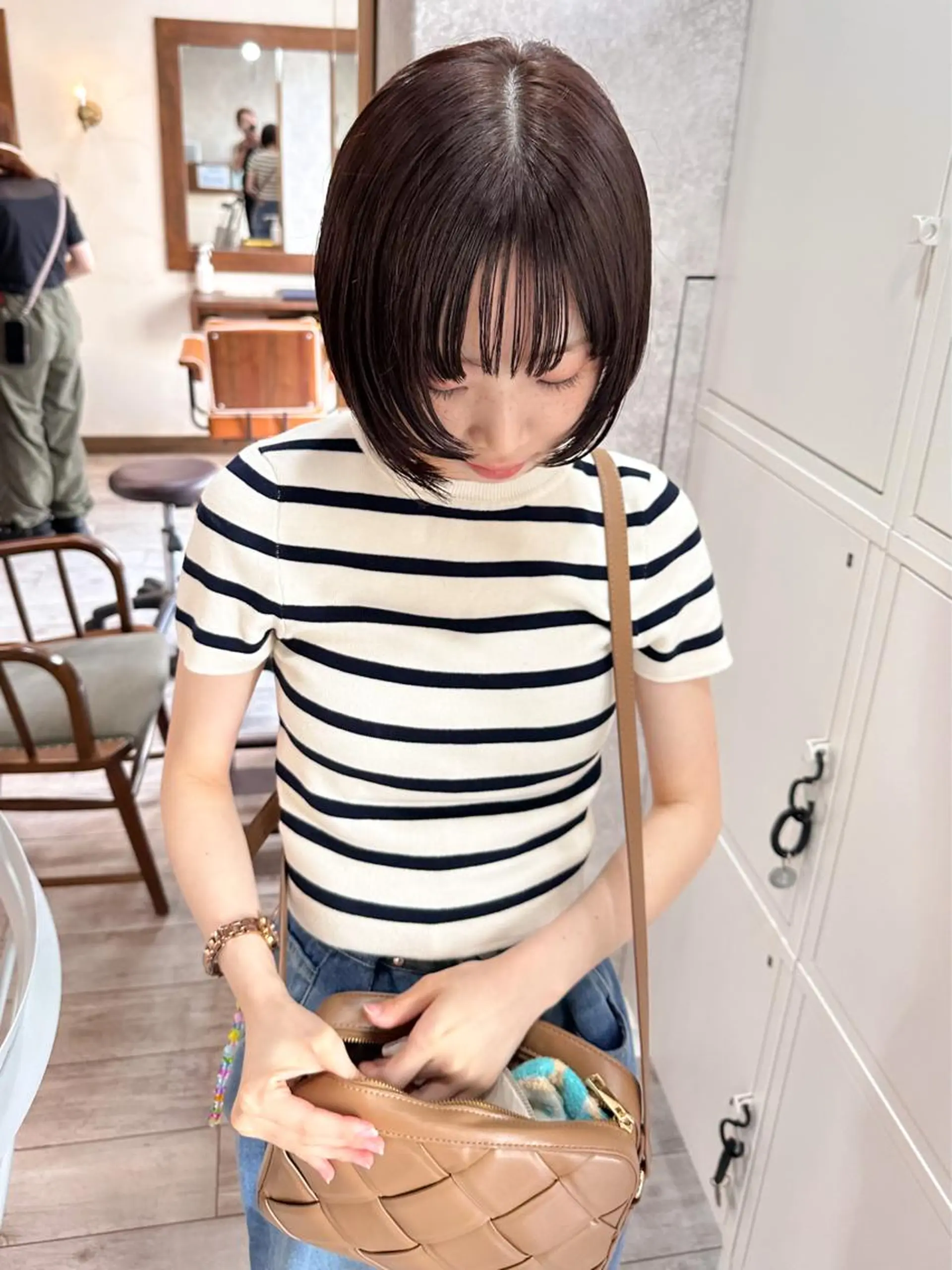 ショート カラー ボブレイヤー ブラウンカラー ナチュラルブラウン ボブ レイヤーカット カット ヘアカラー トリートメント 高橋 みく/ minim 暖色のヘアスタイル