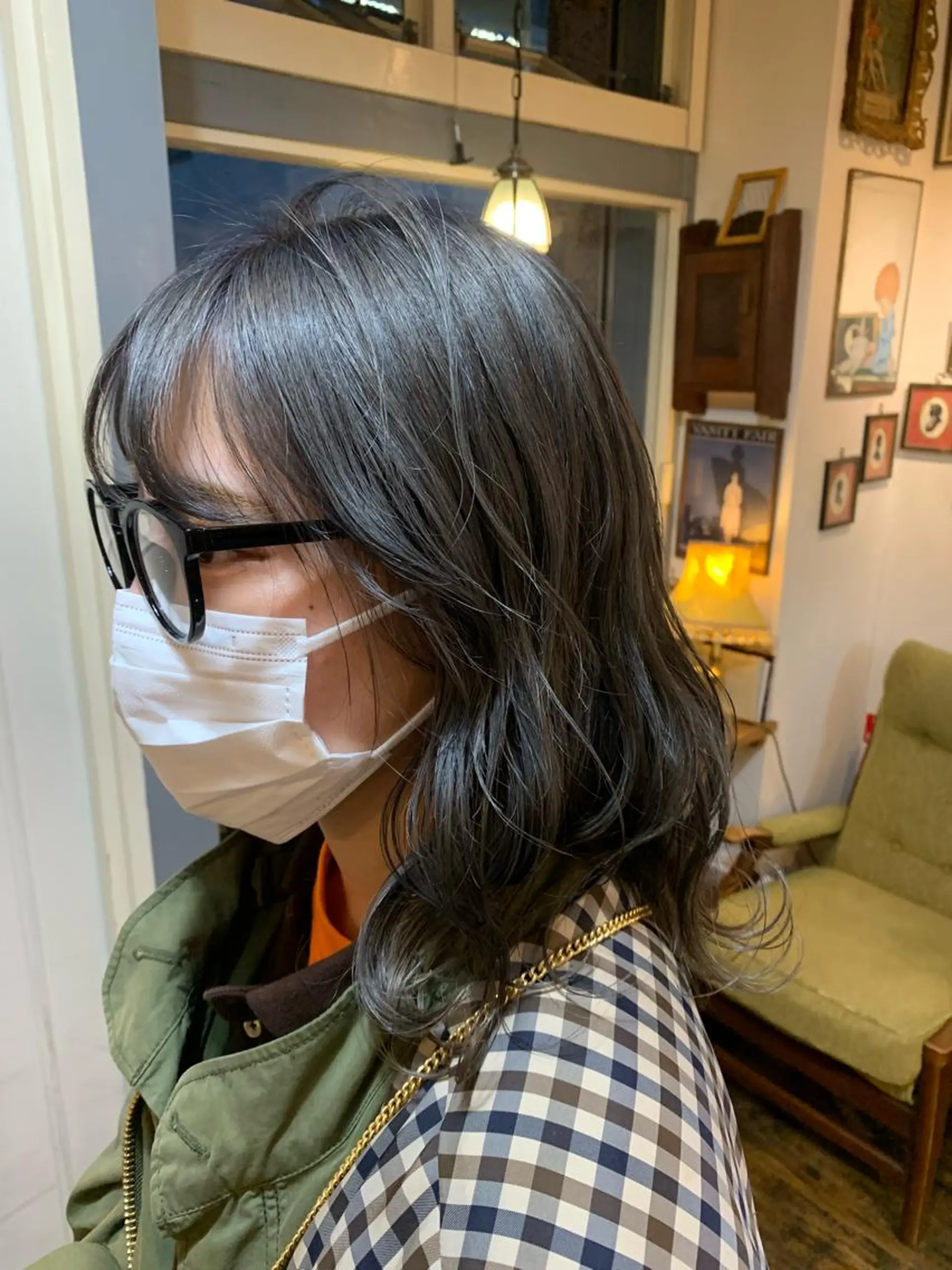 セミロング カラー シルバー 清水千優/パーマ/透 明感カラー/メンズのヘアスタイル