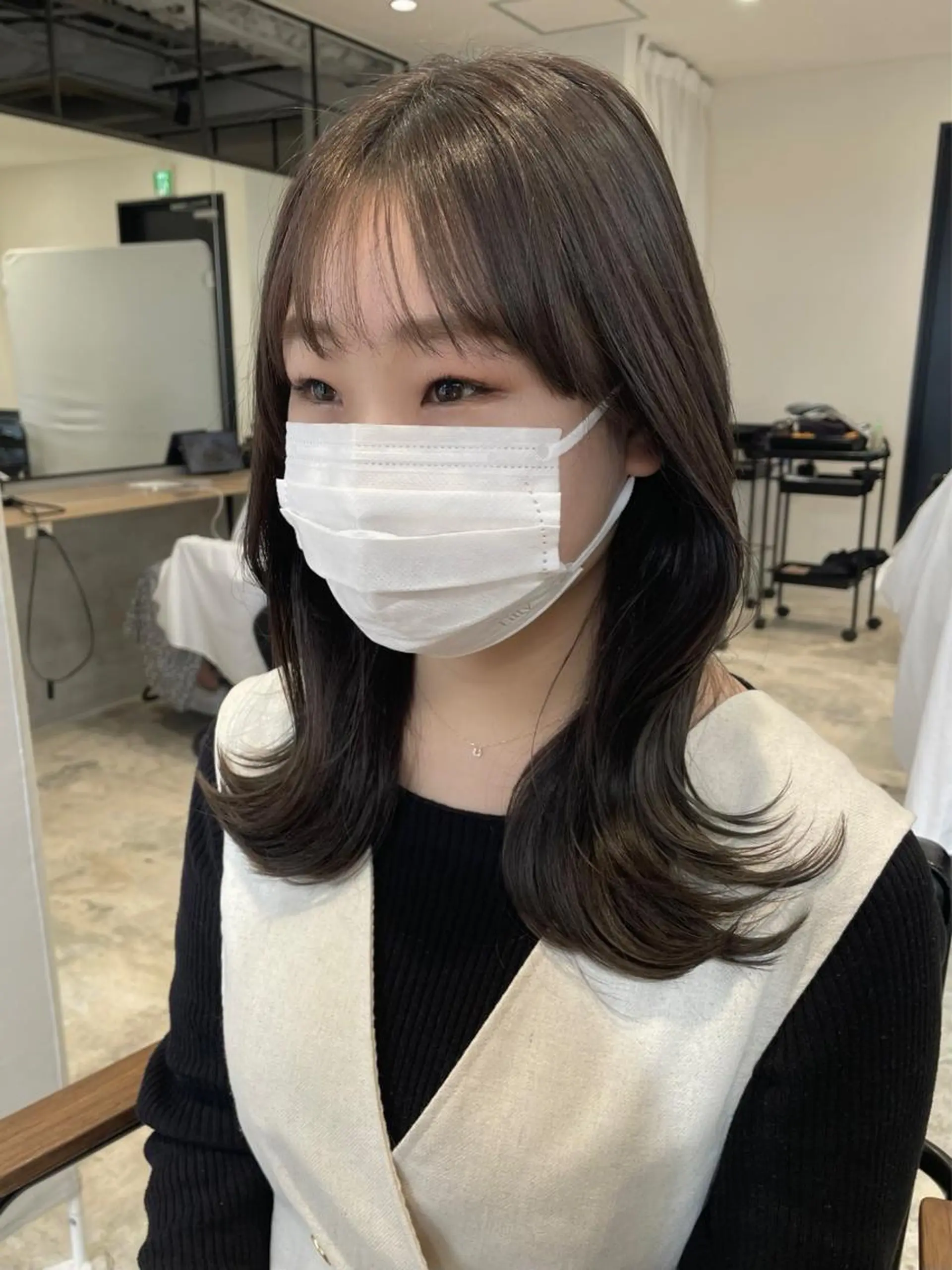 ミディアム キッズ ボブ くびれヘア 顔まわりレイヤー 韓国風ヘア レイヤーカット カット ヘアカラー トリートメント 卒業式受付中🌻 肥田亜沙美のその他イメージ