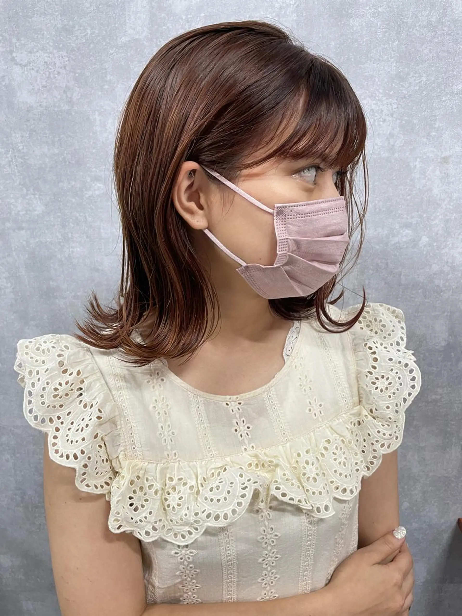 ミディアム 切りっぱなしボブ ショートボブ ミディアムパーマ ミストバング ボブ カット トリートメント C’LD hair  produce /シールドヘア所属・モテ髪/ボブ/ショー ト/アダチフウトのヘアスタイル