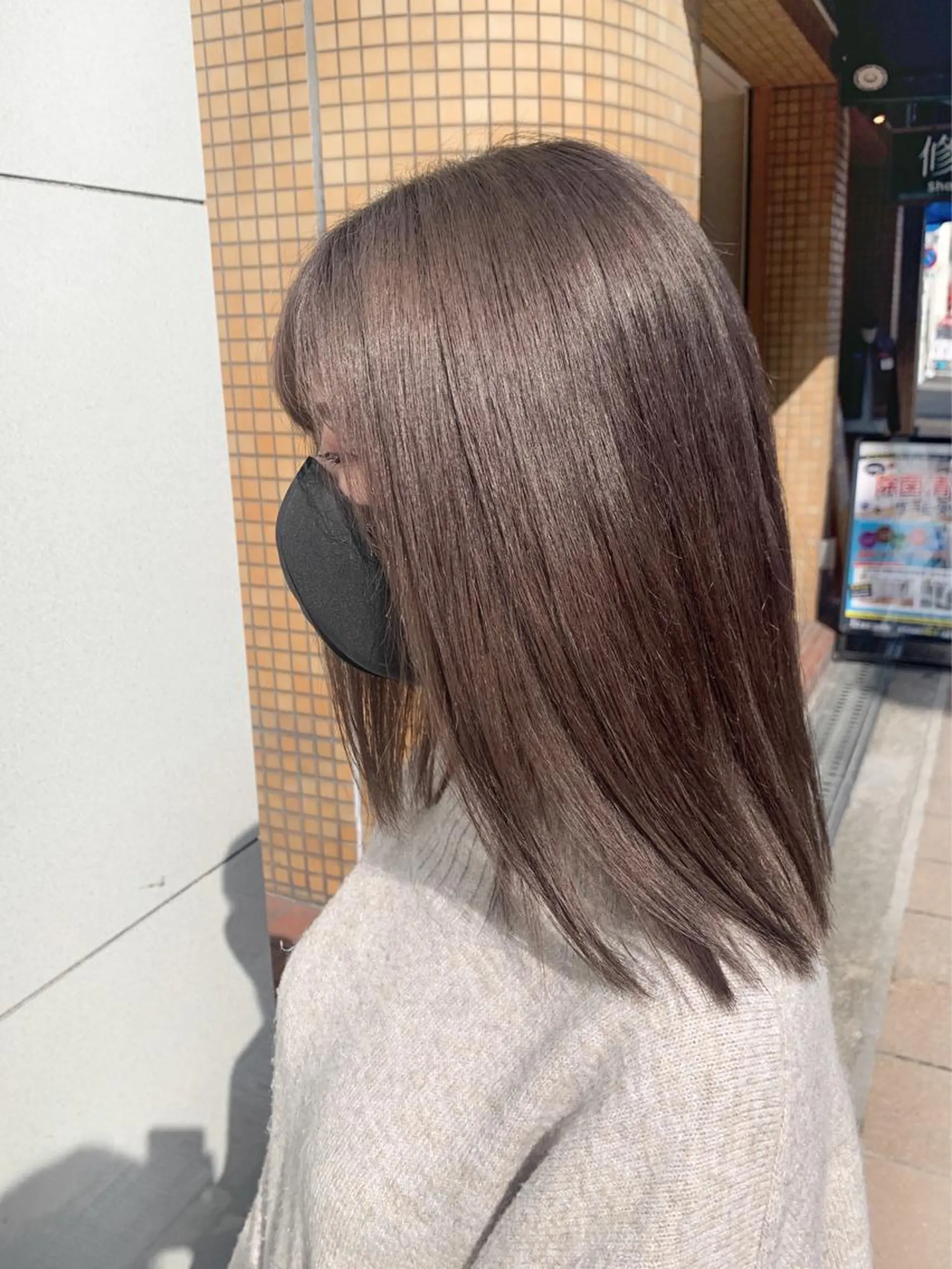 ミディアム カラー グレージュ ラベンダーカラー ラベンダーグレージュ ラベンダーグレー 杉村 未来のヘアスタイル