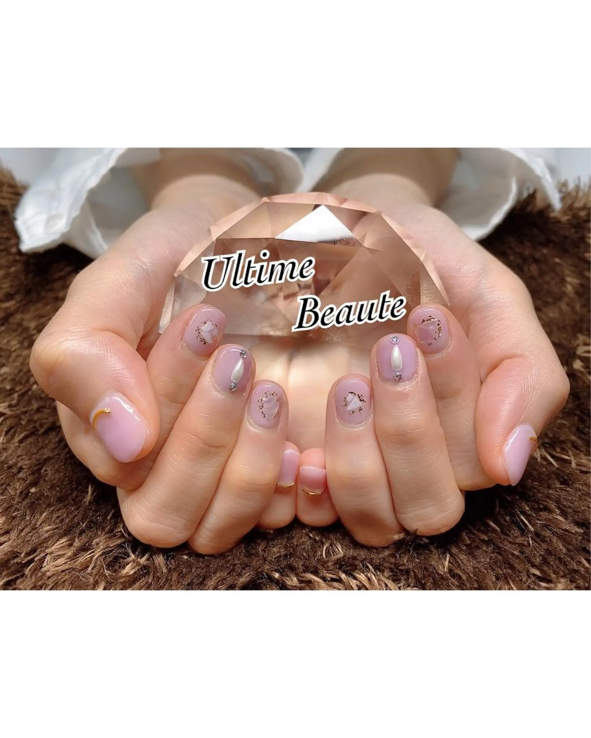 ネイル パープル ストーンネイル 石塚 亜矢加のネイルデザイン