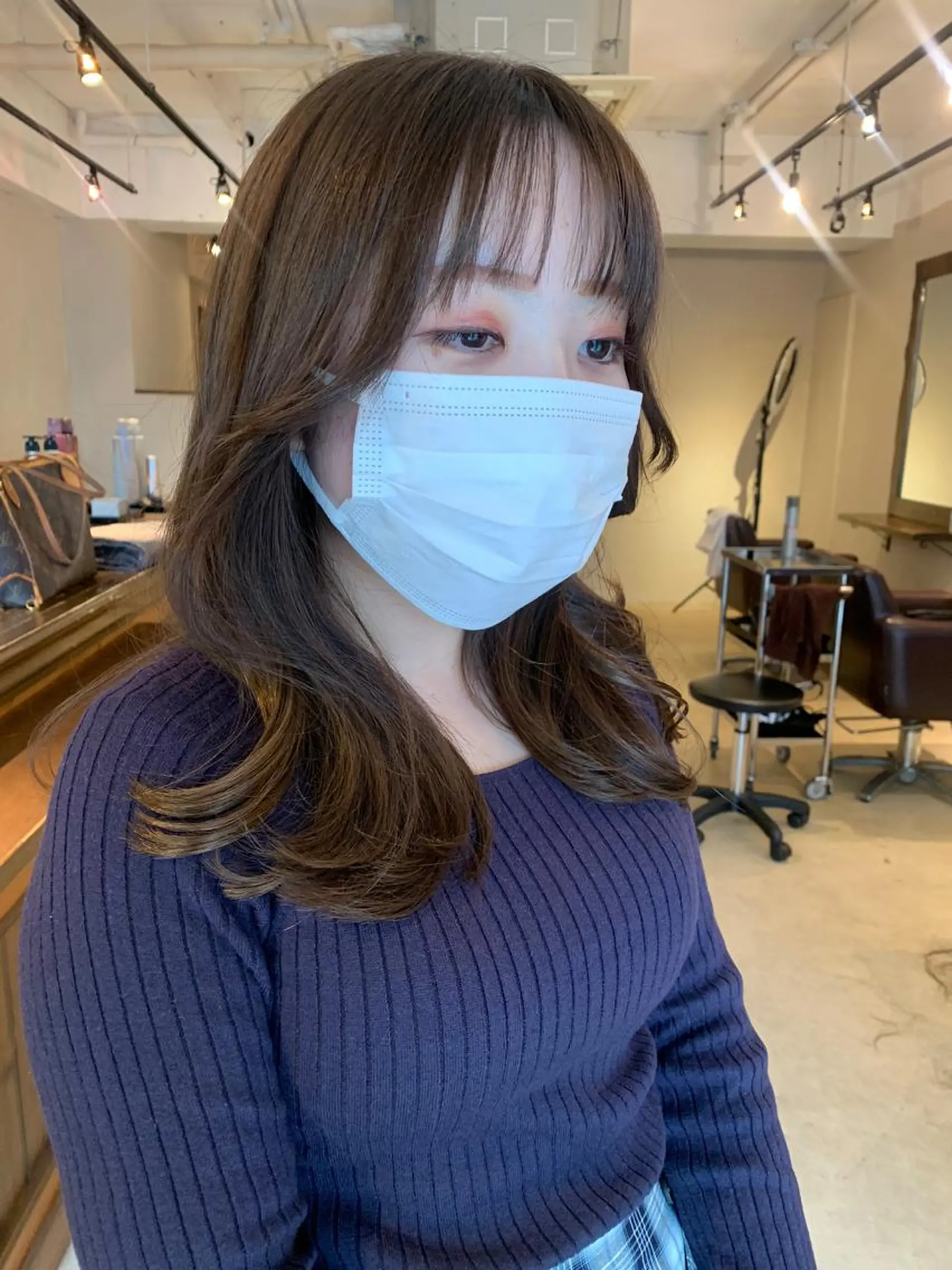 ミディアム カラー カット ヘアカラー トリートメント ヘッドスパ 透明感/オリーブ/ グレージュ/YUKAのヘアスタイル