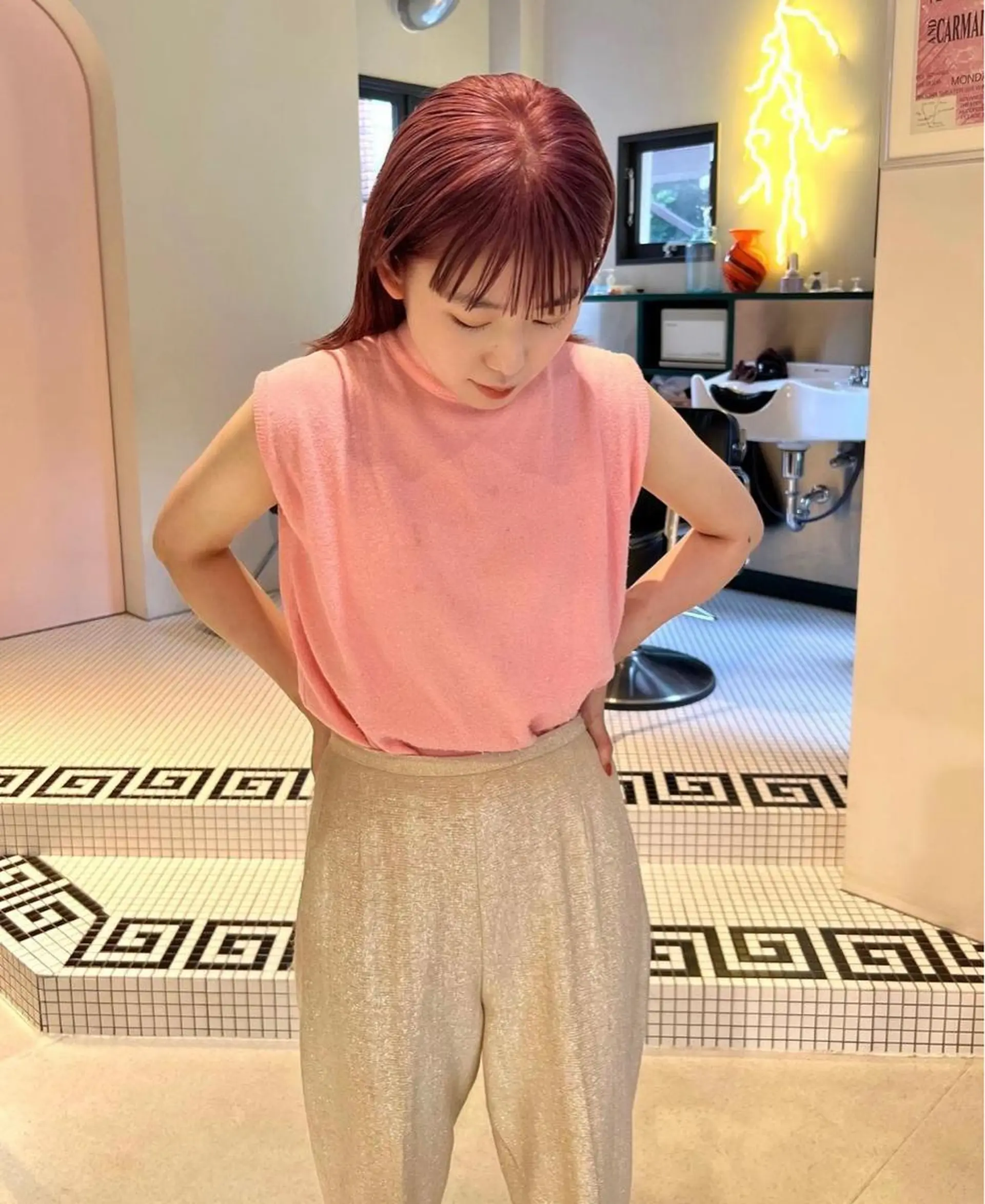 ミディアム カラー ピンクカラー 丹治 一輝ボブ/ショートのヘアスタイル