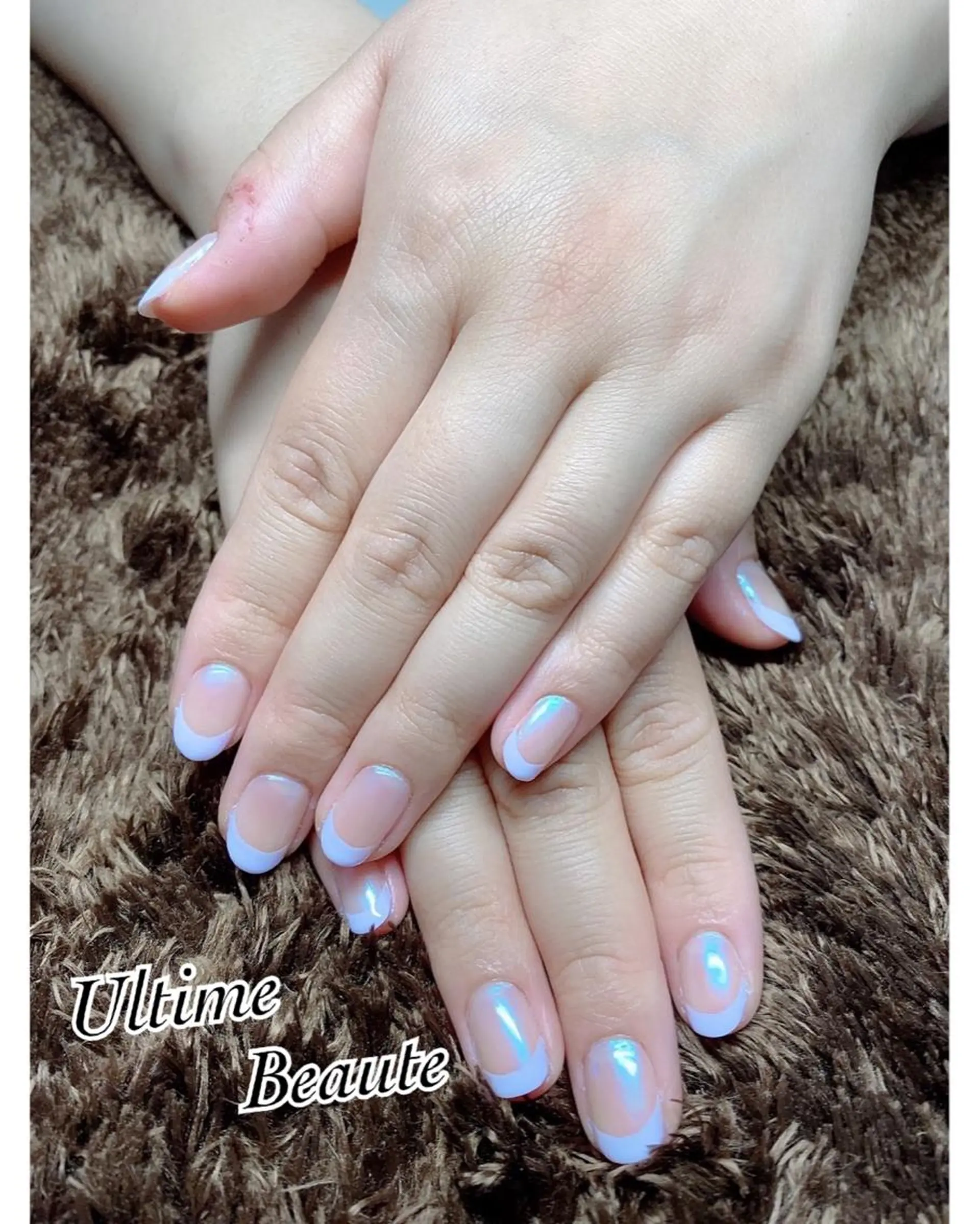 ネイル オーロラネイル フレンチネイル キラキラネイル ミラーネイル シンプルネイル 石塚 亜矢加のネイルデザイン