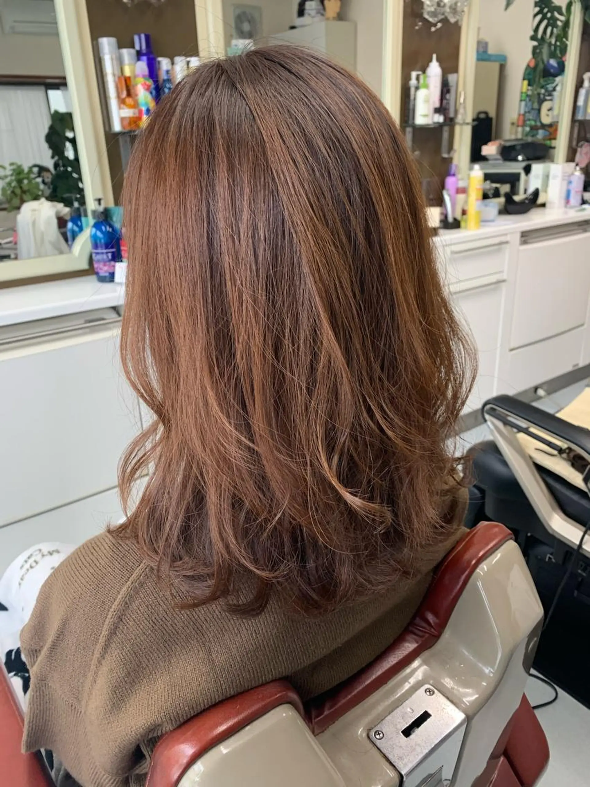 セミロング カラー ブラウンカラー マットブラウン レイヤーカット ローレイヤー トリートメント カット ヘアカラー ストウ ナナエのヘアスタイル