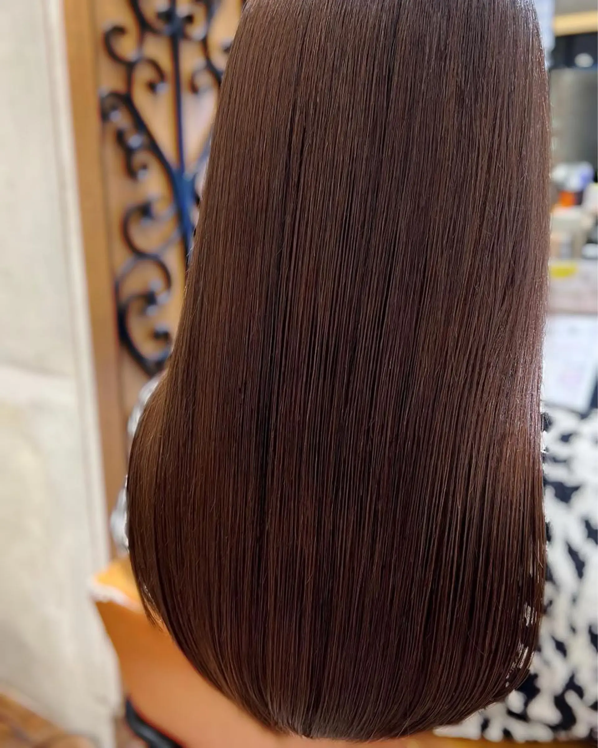 セミロング カラー パーマ 黒髪 ブリーチ ブリーチなしカラー 伸ばしかけ 髪質改善 美髪ヘッドスパ🫧 西山紗奈江💆‍♀️のヘアスタイル