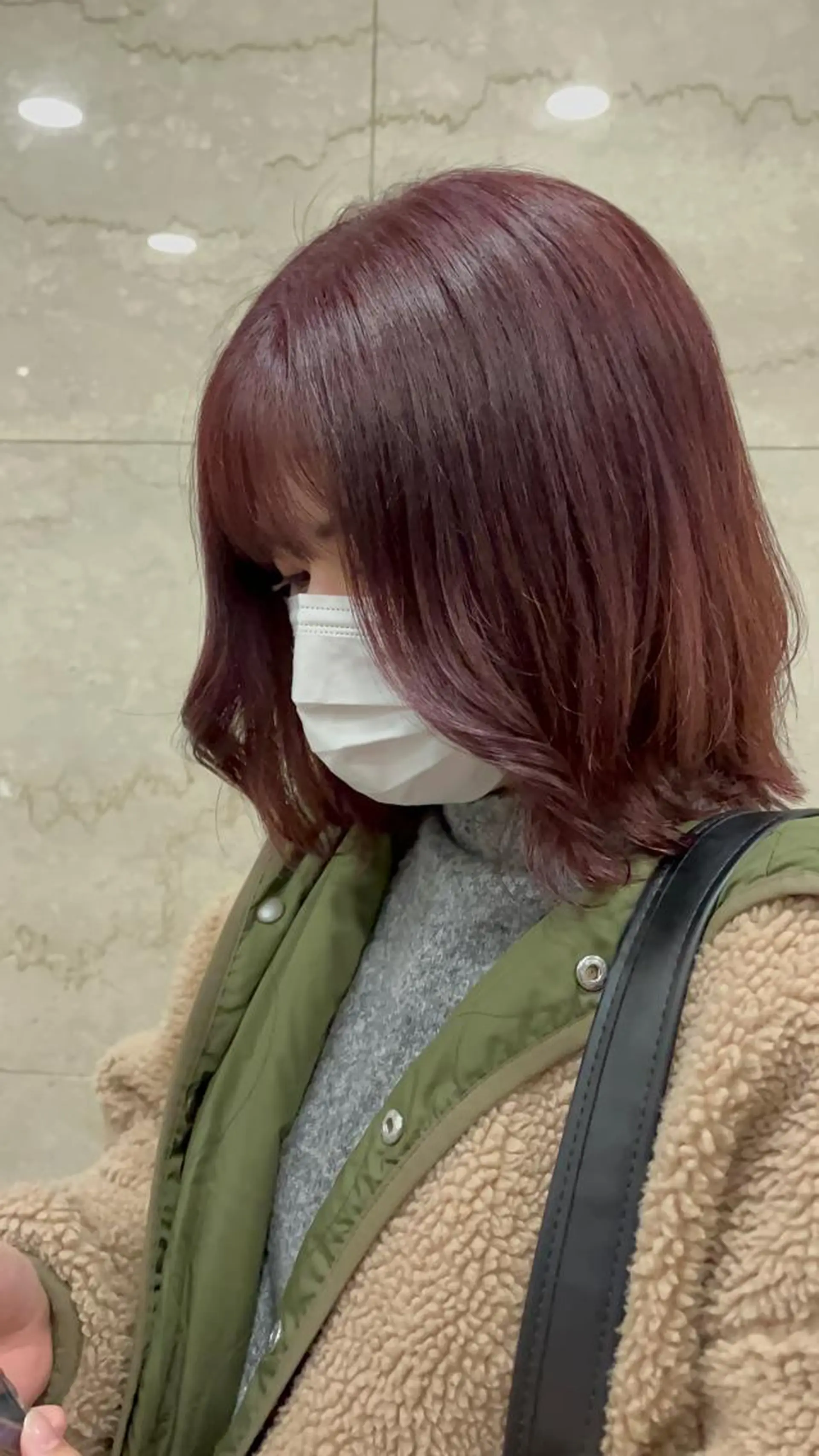 カラー ブラウンカラー ピンクカラー えんぐちとも／透明感 カラー／博多ボブのヘアスタイル