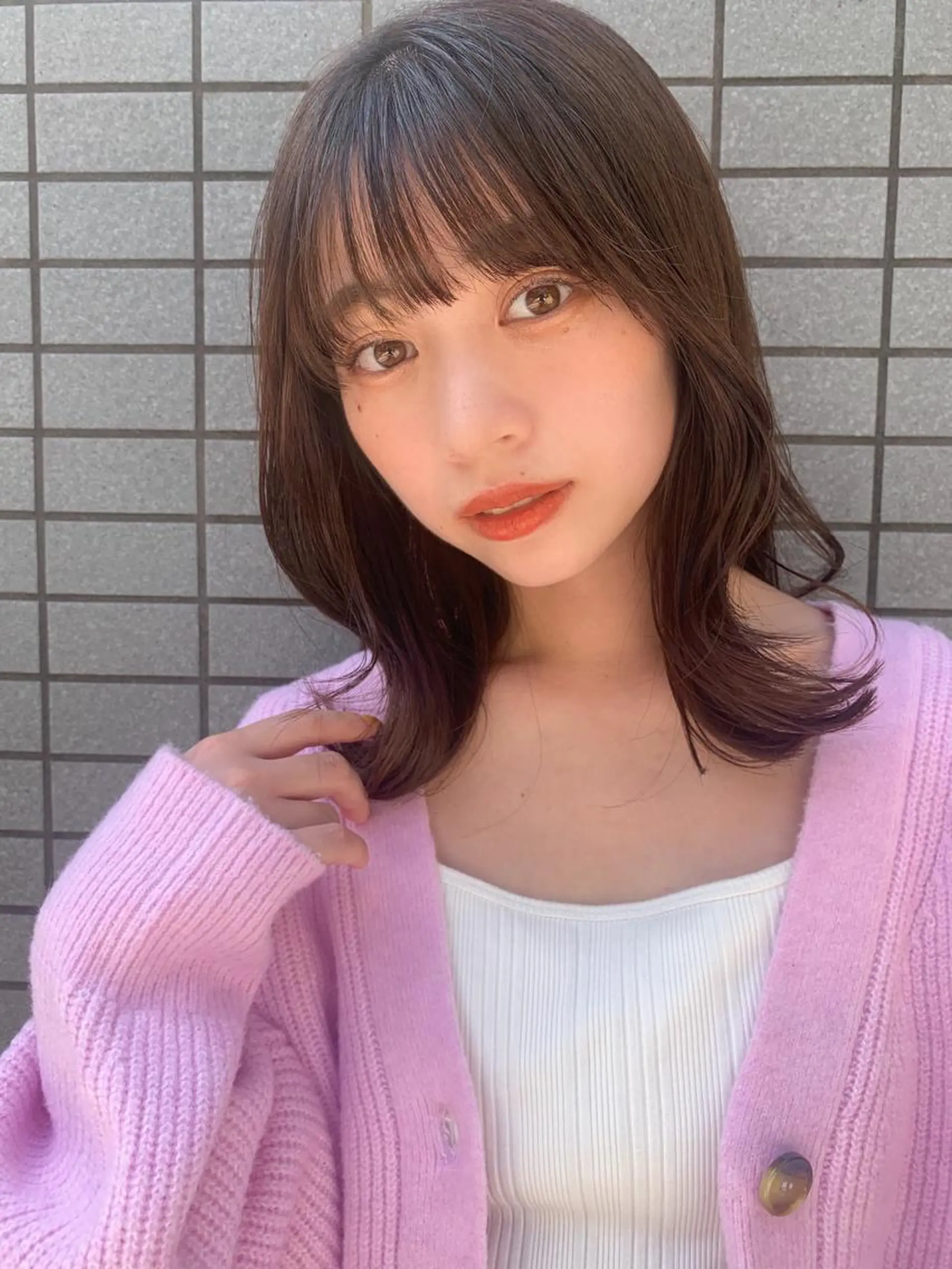 セミロング カラー ブラウンカラー キャラメルブラウン 韓国風ヘア レイヤーカット KANA/ボブ/ インナーカラー/艶髪のヘアスタイル