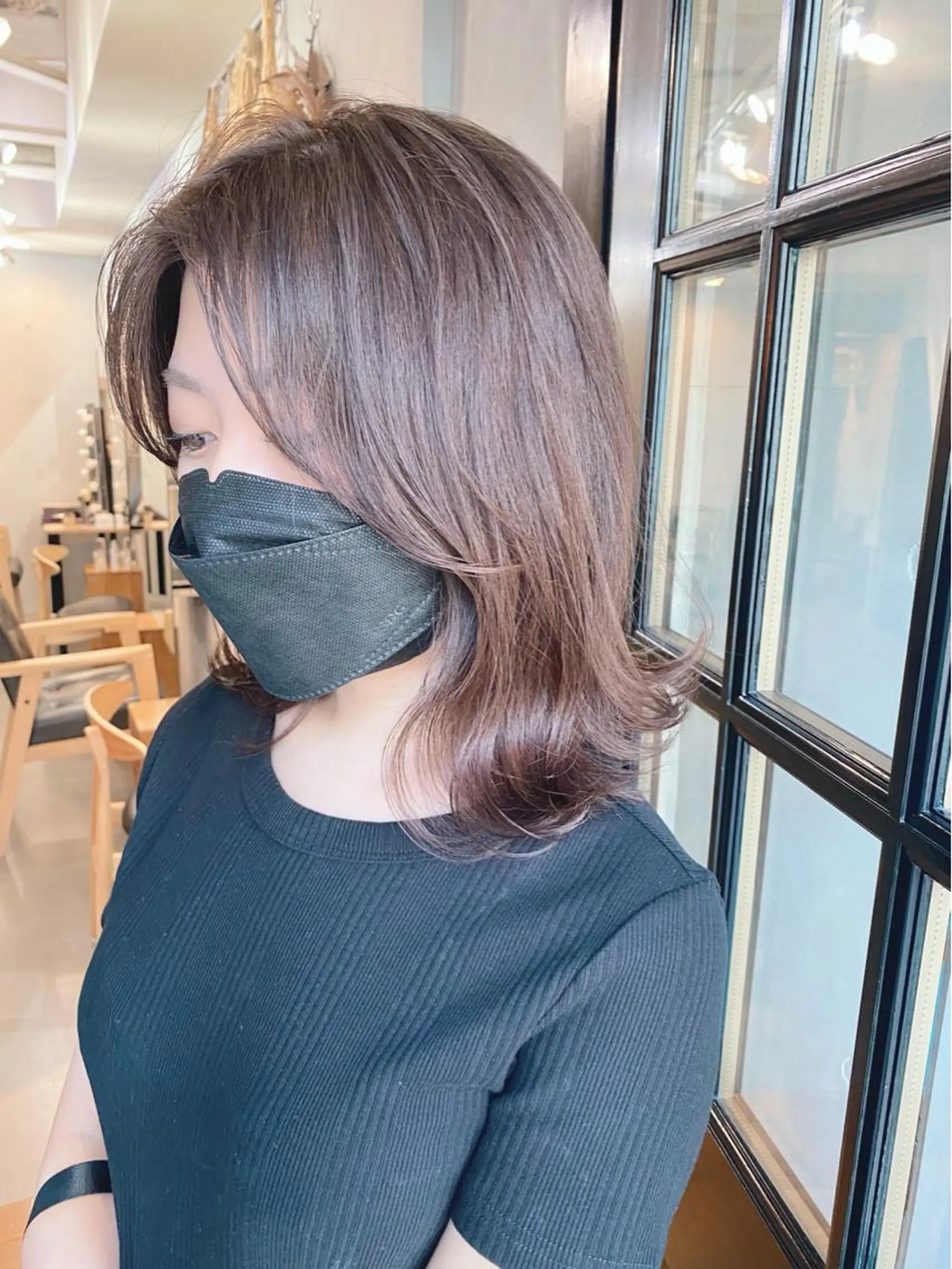 ミディアム カラー アッシュ アッシュブラウン ブラウンカラー カット ヘアカラー トリートメント conne& ririのヘアスタイル