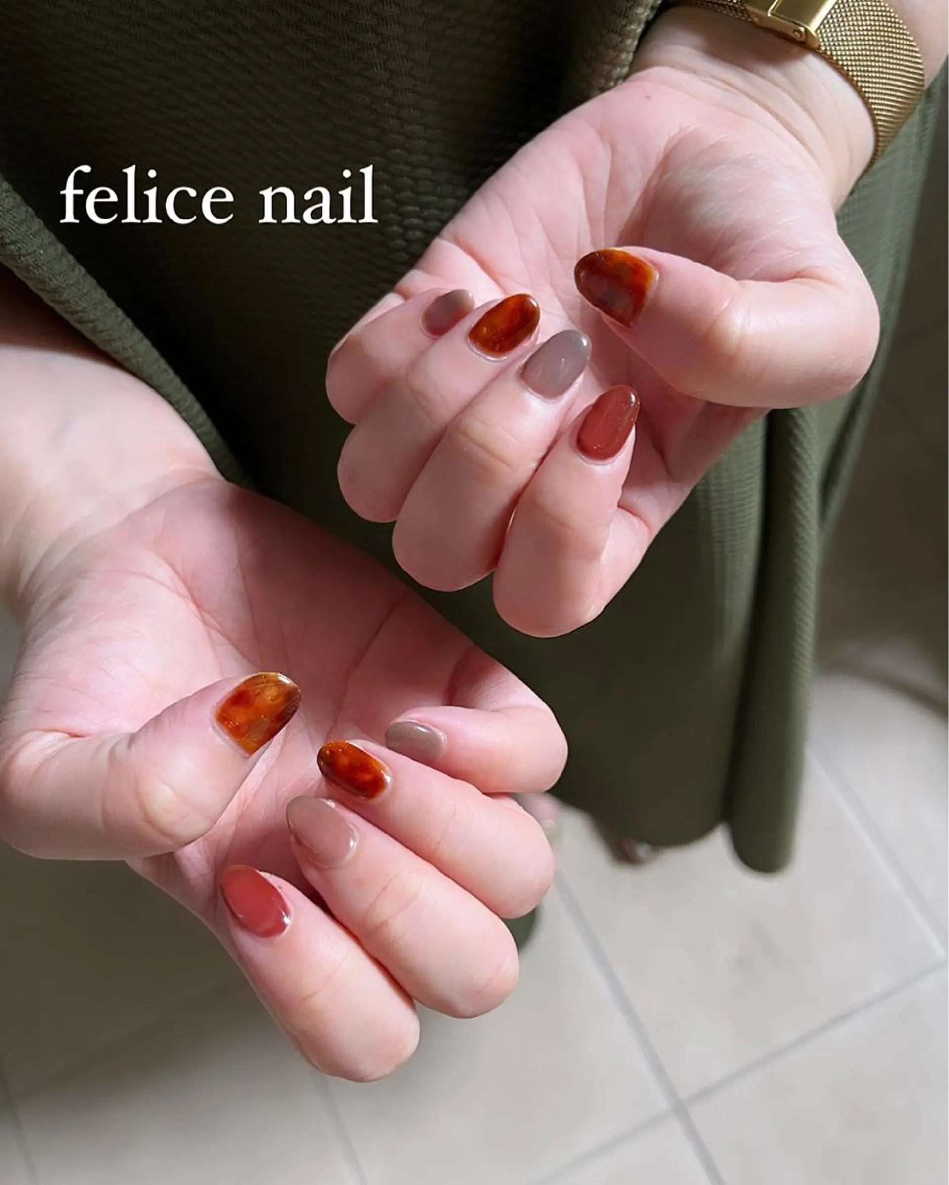 ネイル べっ甲ネイル felice nailのネイルデザイン