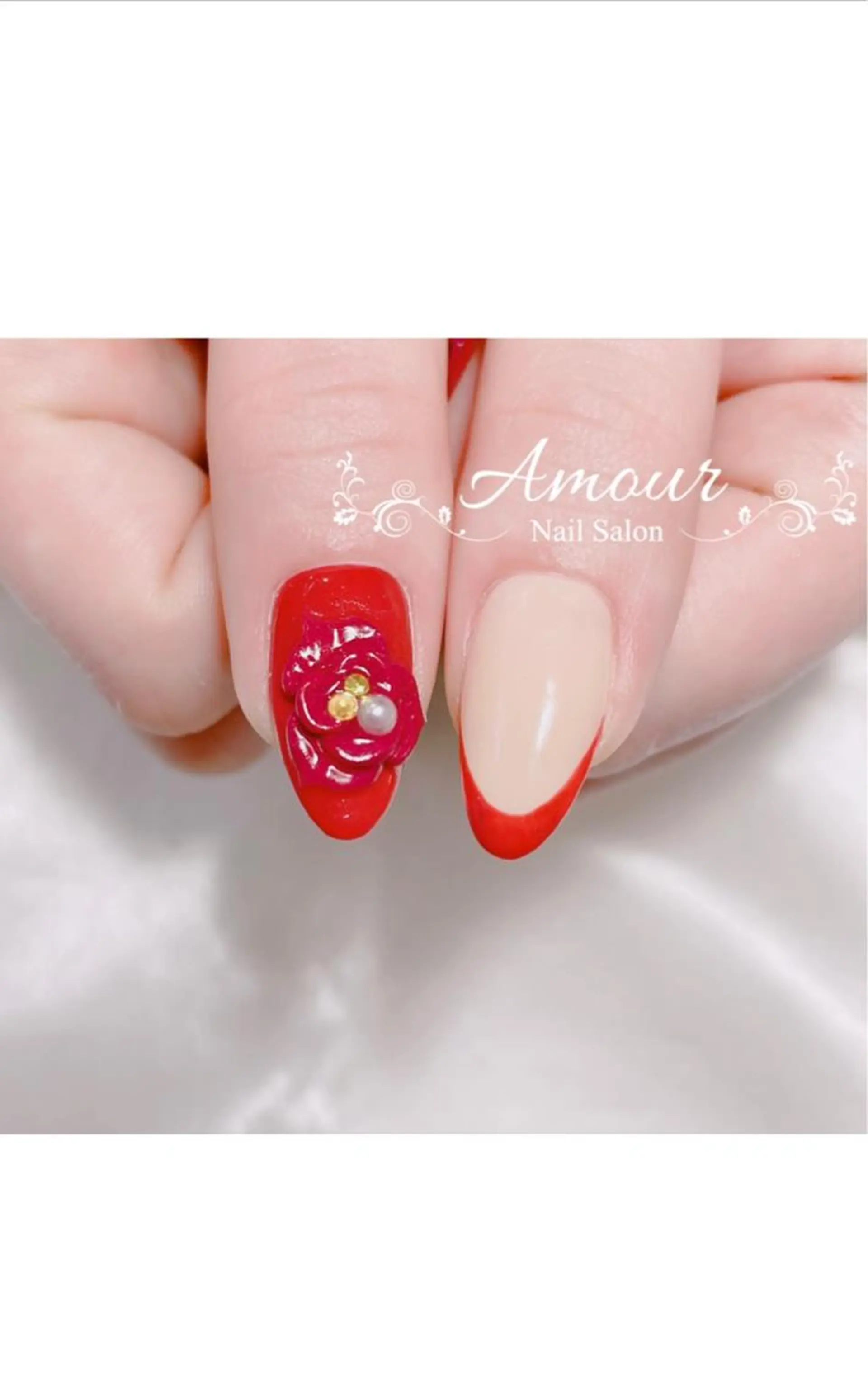 ネイル フラワーネイル マットネイル ぷっくりネイル nailsalon ♡amour♡のネイルデザイン