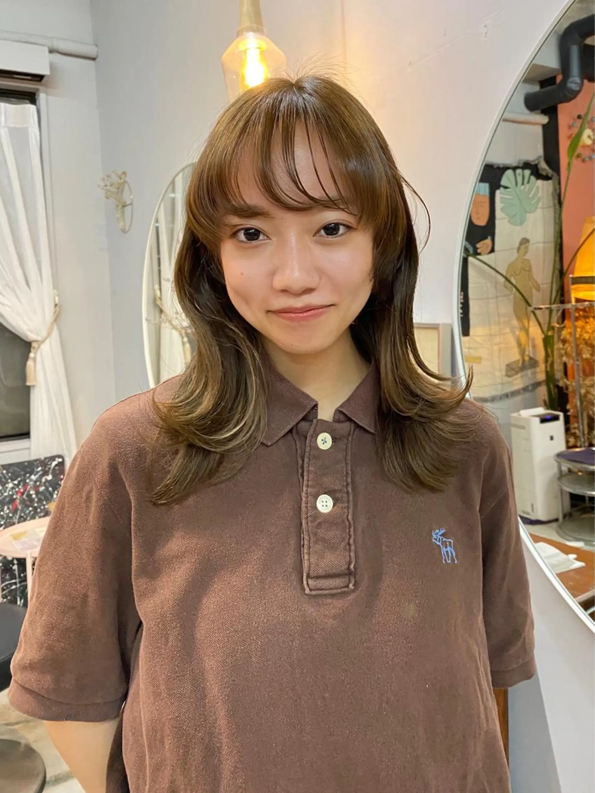 ミディアム カラー パーマ ヘアアレンジ メンズ キッズ ネイル マツエク・マツパ アイブロウ chapter問屋町 💘小室明華のヘアスタイル