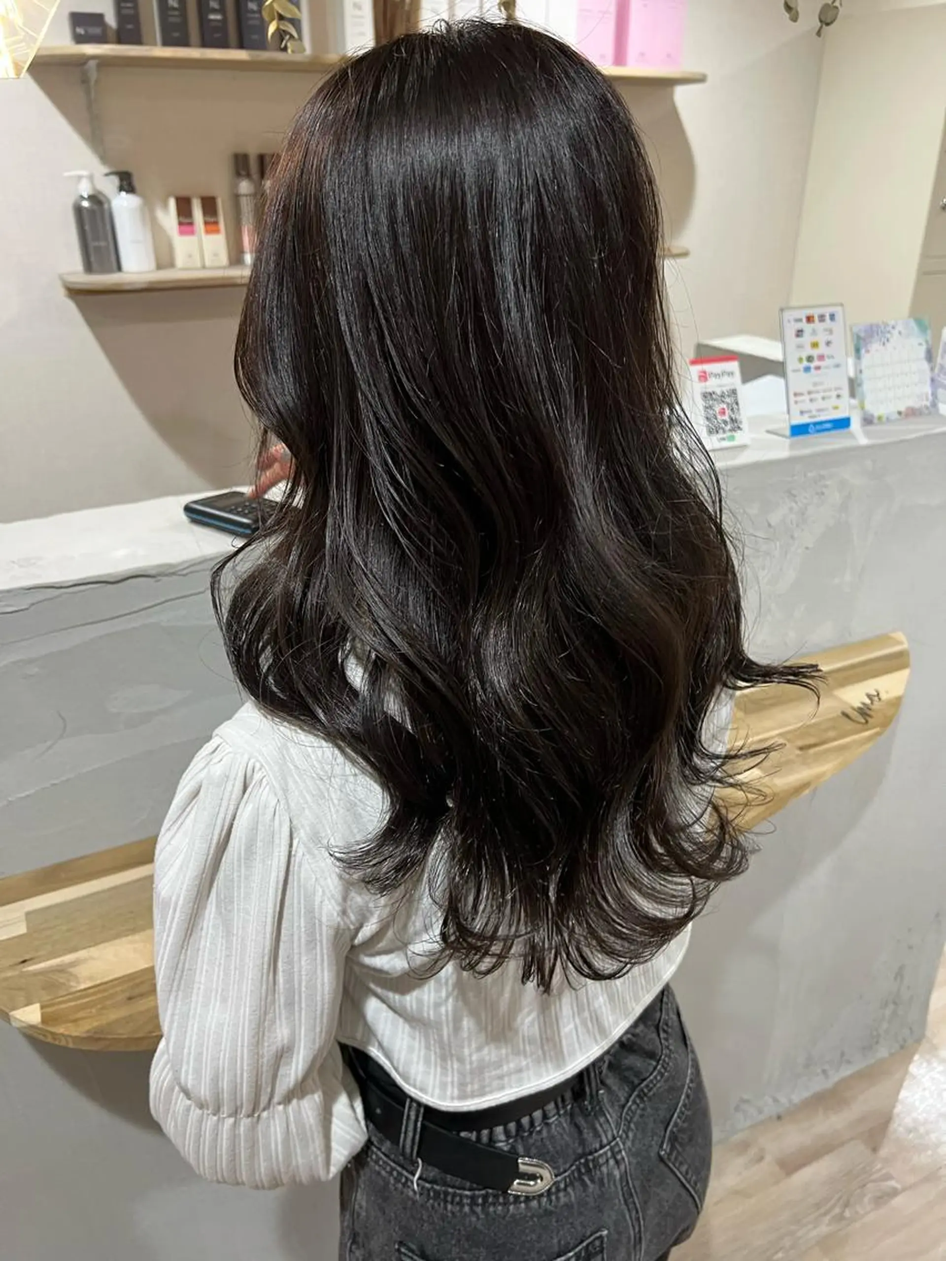 セミロング カラー ダークグレー ダークグレージュ グレージュ カット ヘアカラー トリートメント 🌱小顔魅せカット 透明感カラー/泉綺のヘアスタイル