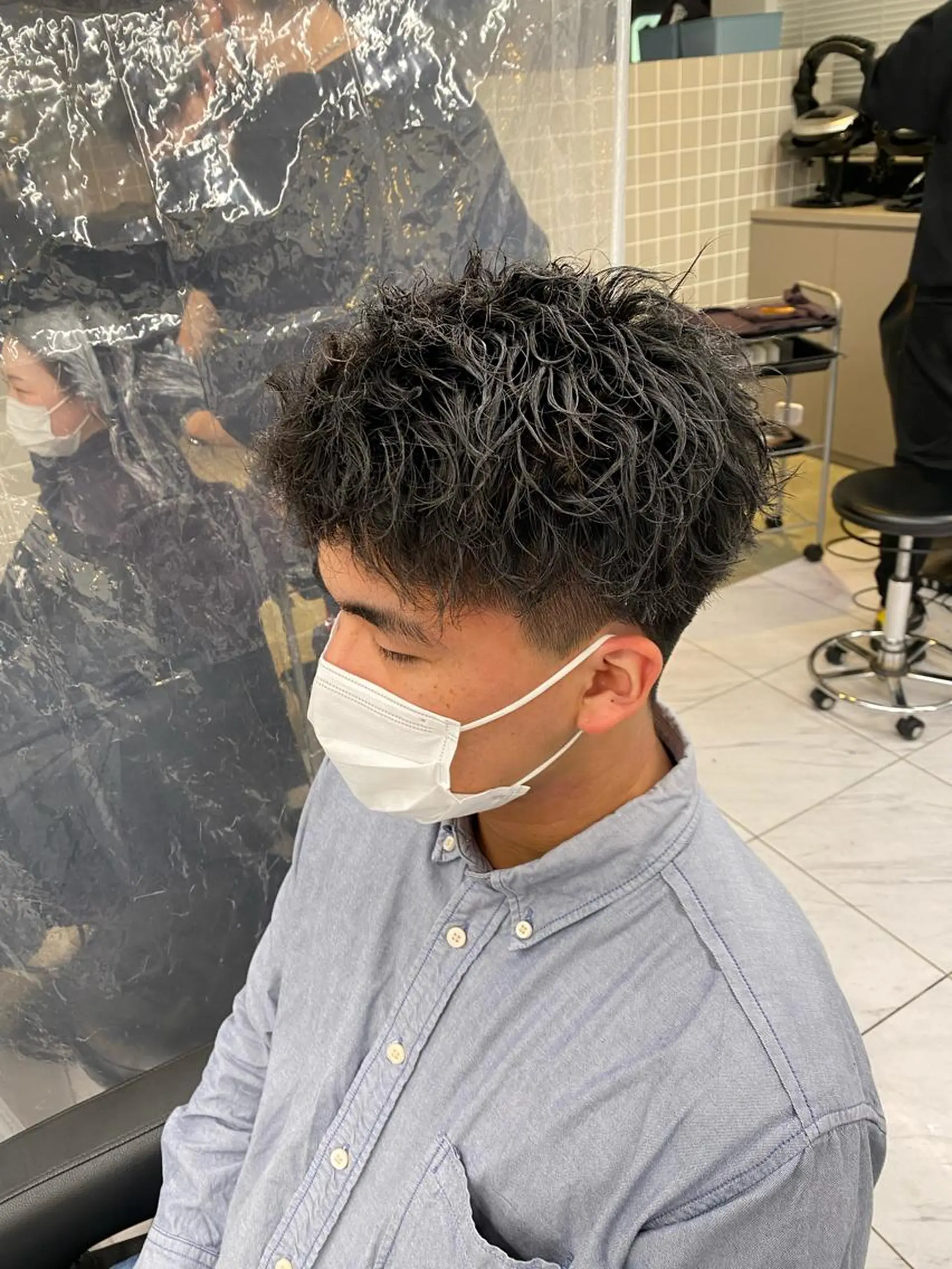 ミディアム パーマ ヘアアレンジ メンズ カット パーマ メンズ特化 水口湧太のヘアスタイル