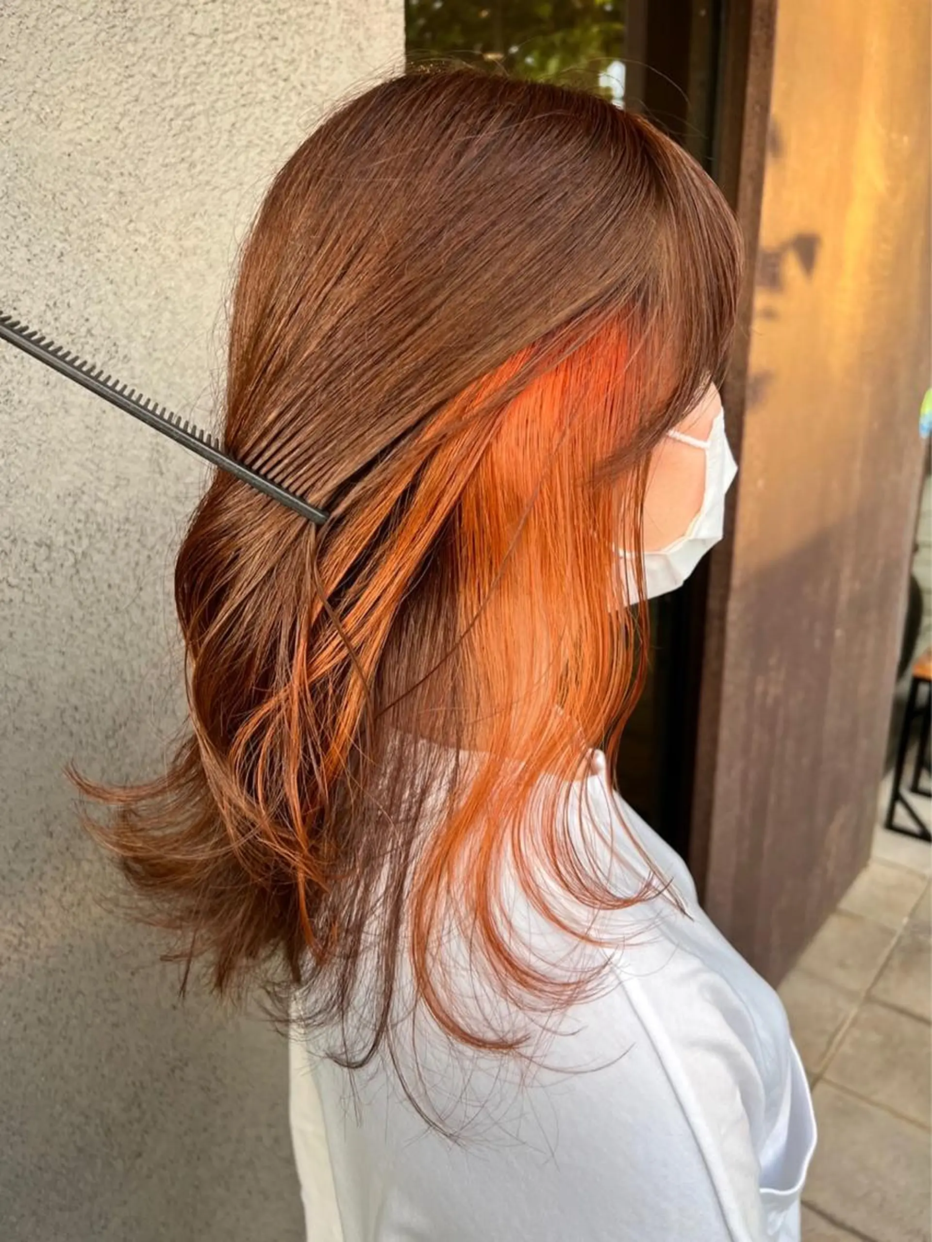 セミロング カラー インナーカラー ブリーチなし/暖色/ 透明感/ririkaのヘアスタイル