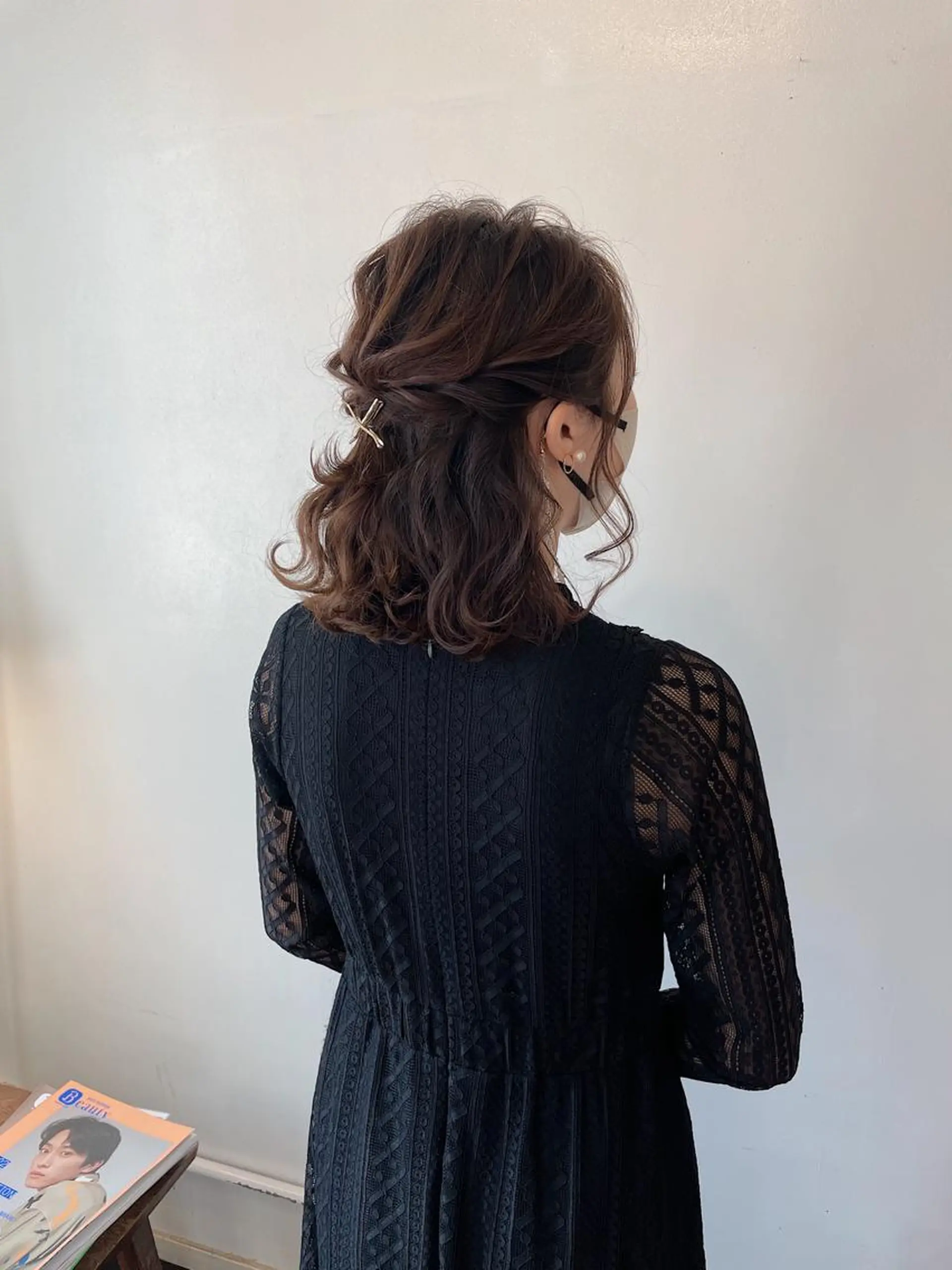 ミディアム ヘアアレンジ ハーフアップ ヘアセット h a k u 大倉 卓人のヘアスタイル