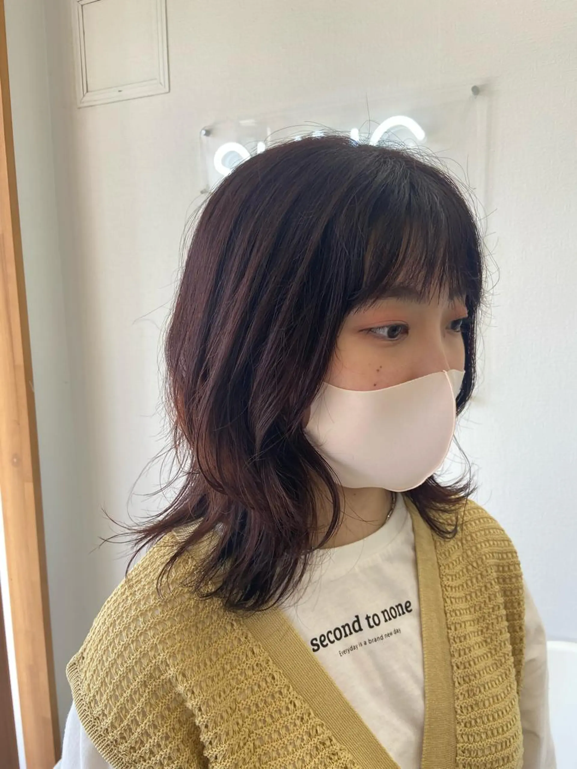 ミディアム ピンクブラウン レイヤーカット カット ヘアカラー トリートメント SUNC🍀大熊 花奈絵🍀のヘアスタイル