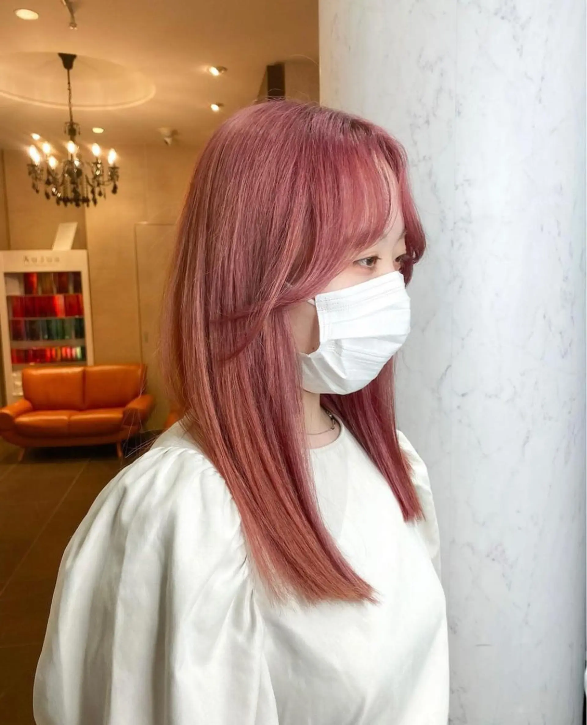 セミロング カラー ベージュカラー ピンクカラー ピンクベージュ ヘアカラー トリートメント 🌱ブリーチ・透明感 カラー/mapi🦭のヘアスタイル