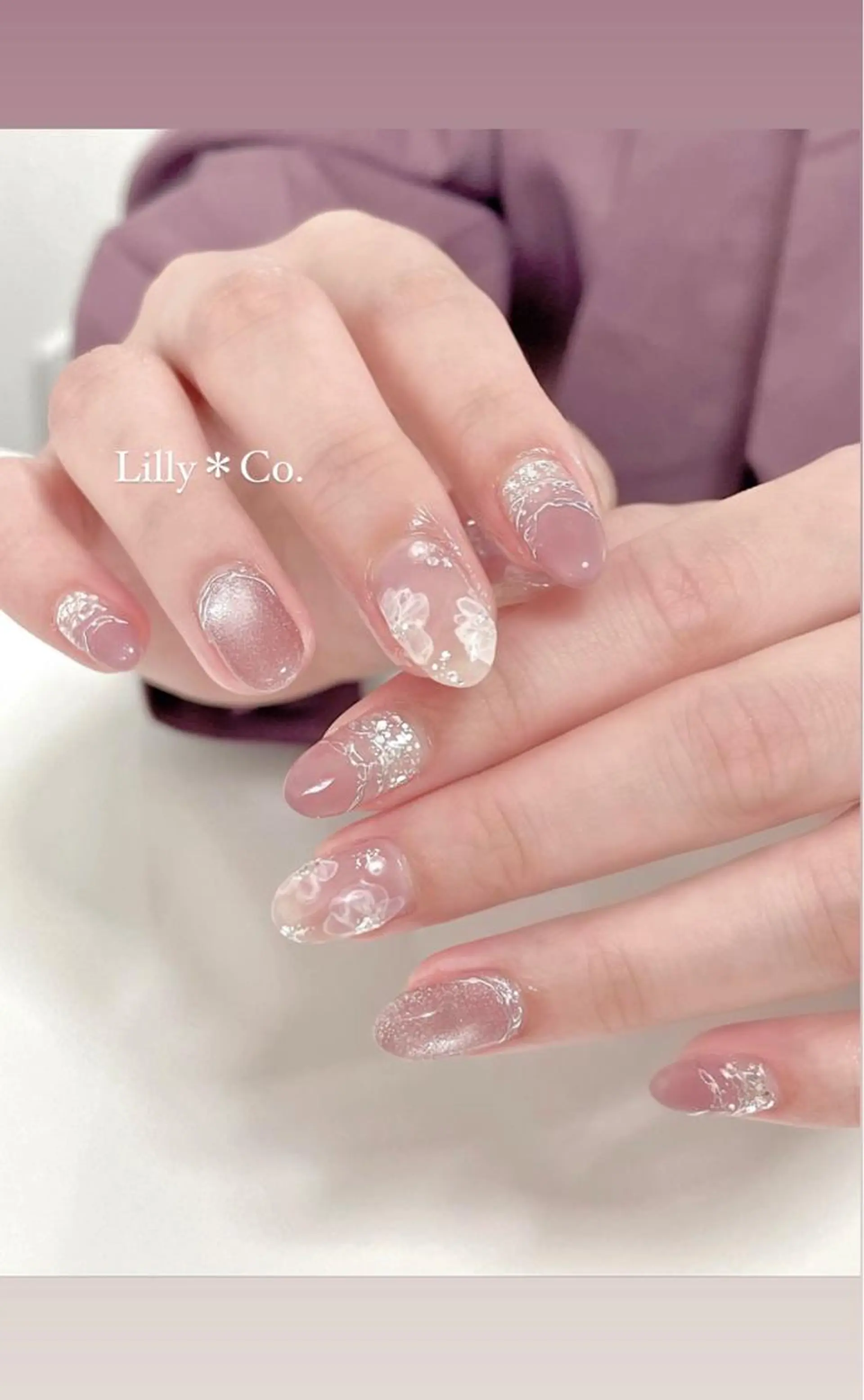 ネイル 桜ネイル フラワーネイル ハンドネイル ハンドケア Lilly Co.のネイルデザイン