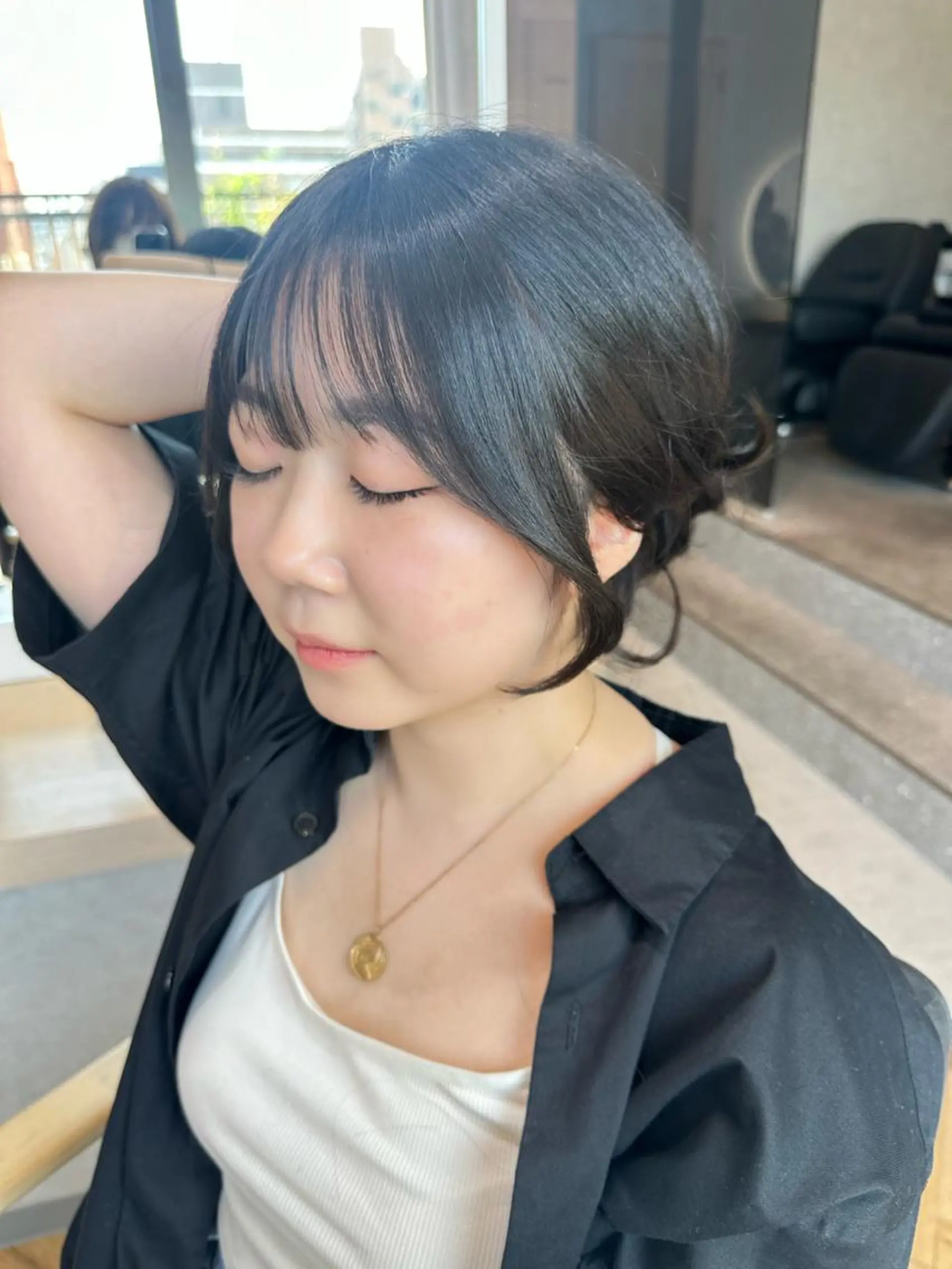 ミディアム カラー 韓国ヘア顔周りカット 艶髪ベージュtamaのヘアスタイル