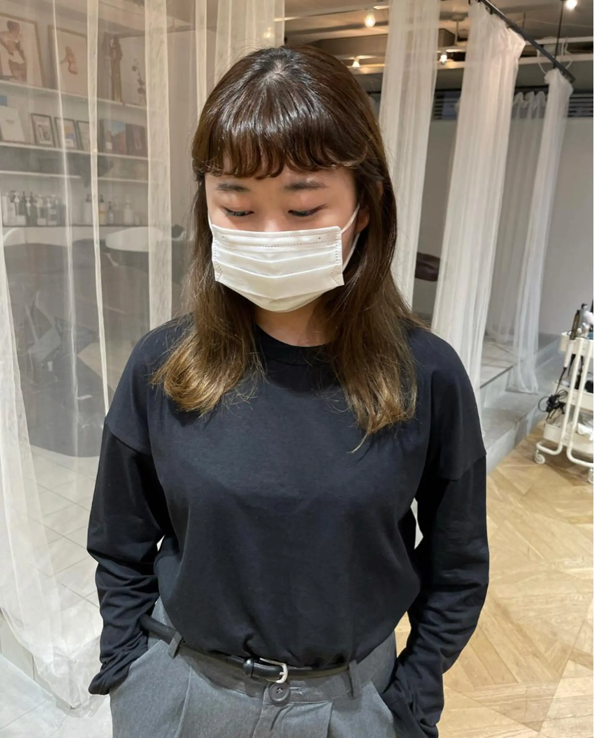 セミロング パーマ セミロングパーマ オン眉 chiharu ボブ/レイヤーのヘアスタイル