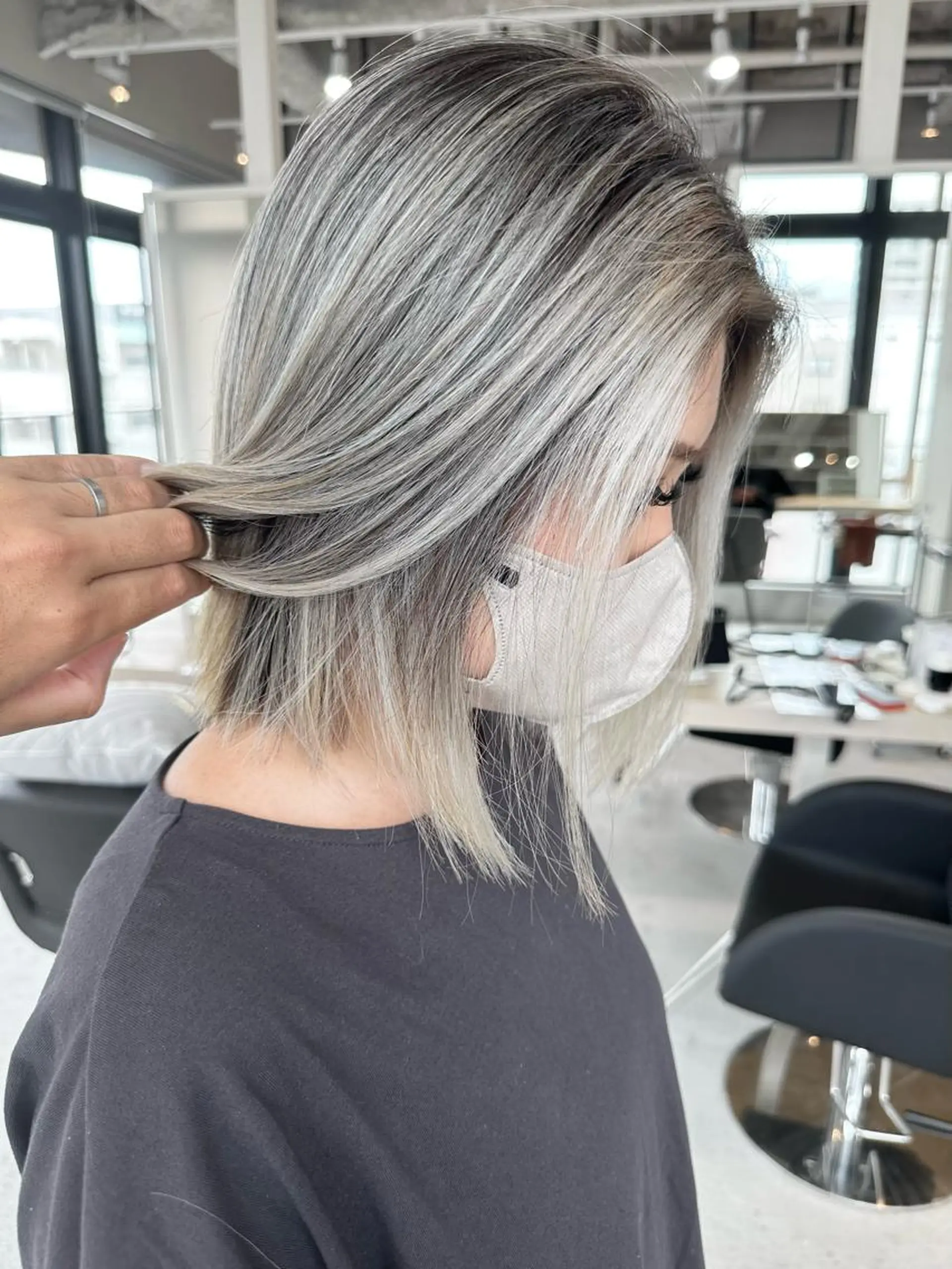 ミディアム カラー パーマ ヘアカラー トリートメント 井上 一平のヘアスタイル