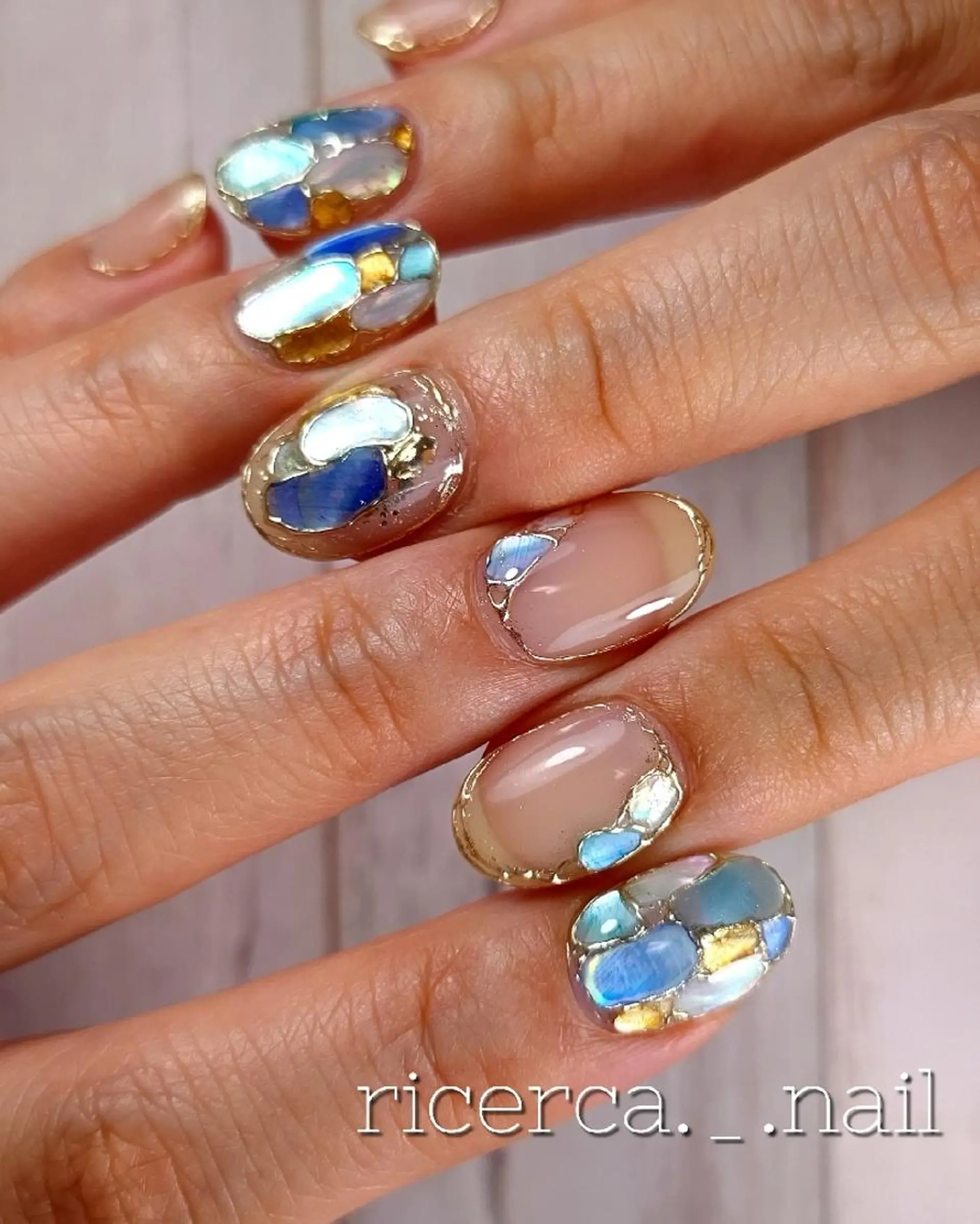 ネイル アートネイル ジェルネイル ミラーネイル 夏ネイル ricerca._. nail ちゃこのネイルデザイン