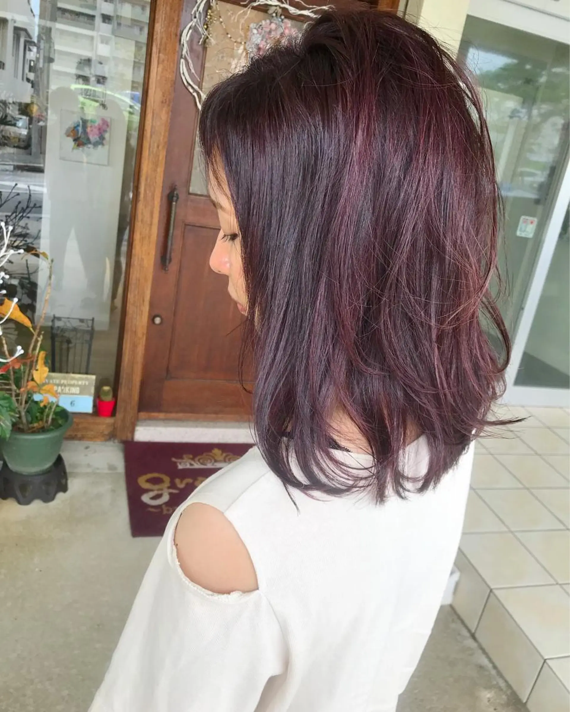 ミディアム カラー バレイヤージュ ピンクカラー レイヤーカット カット ヘアカラー トリートメント grand juteのヘアスタイル