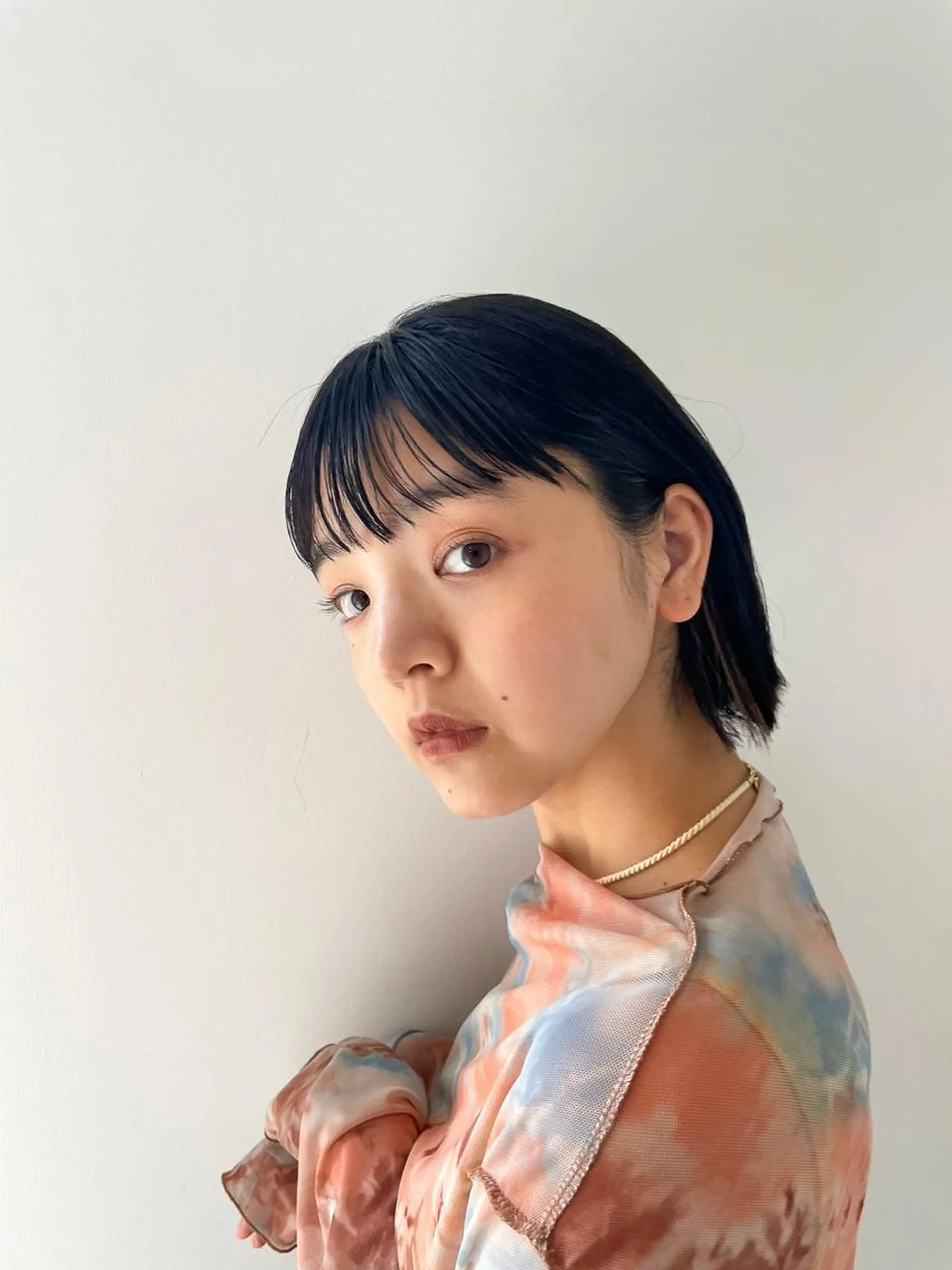 ミディアム パーマ カラー ショートボブ ミディアムパーマ アディクシーカラー ブリーチ ケアブリーチ ヘアカラー トリートメント CEINE OURのヘアスタイル