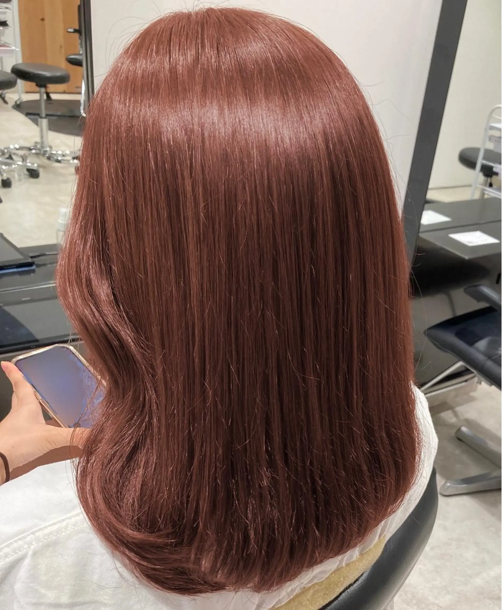 ミディアム カラー ブラウンカラー オレンジ オレンジブラウン カット ヘアカラー トリートメント ヘッドスパ GO TODAY  SHAIRE  SALON   渋谷モディ所属・スキバサミを使わない カット🌼唯🌼のヘアスタイル