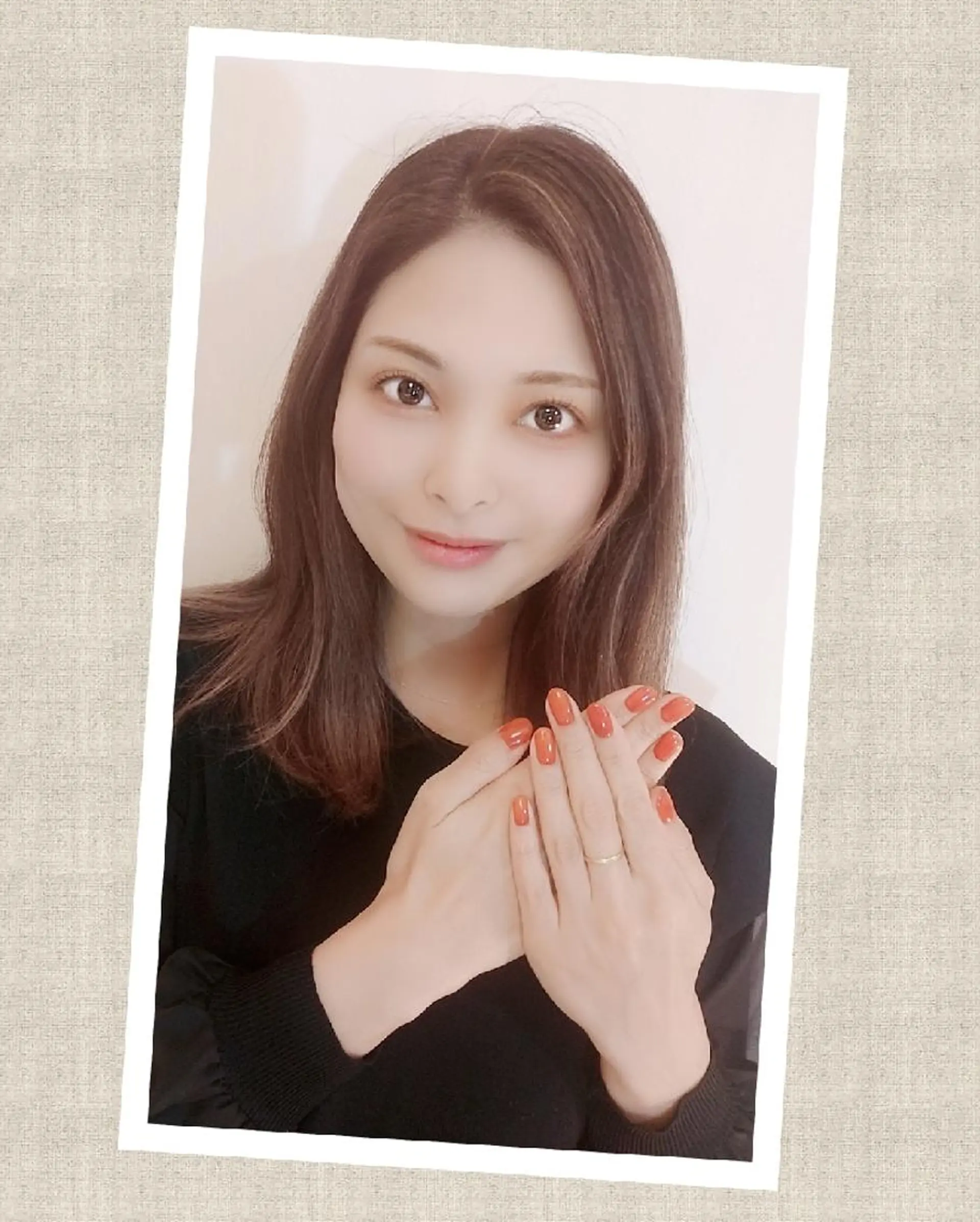 ネイル ワンカラーネイル オレンジ 多賀 ちかのマツエク・マツパデザイン