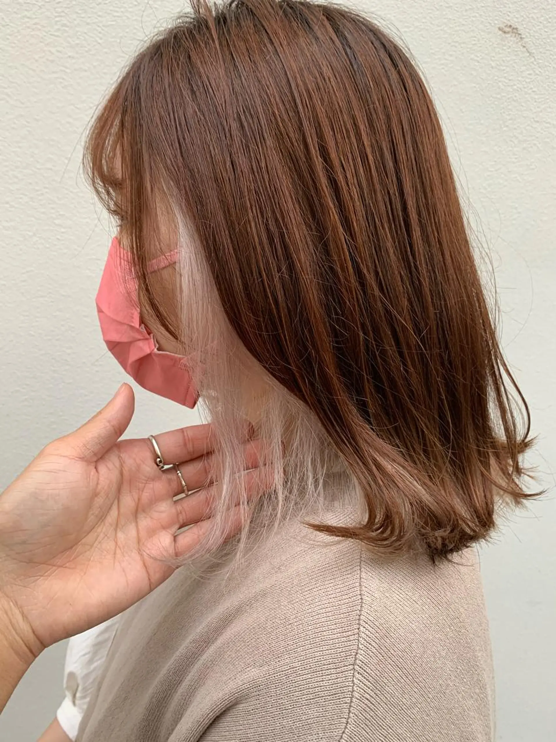 ミディアム カラー ヘアアレンジ ブラウンカラー ピンクカラー ピンクブラウン ヘアカラー トリートメント 〽️magico/ ウルフDaiki〽️のヘアスタイル