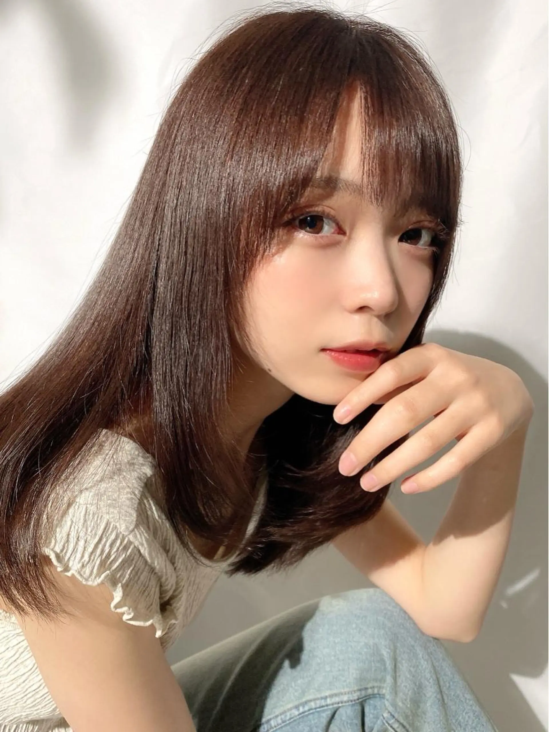 ロング カラー パーマ ベージュカラー ブラウンカラー くびれヘア 髪質改善 韓国風ヘア 🧡くびれヘア/前髪 顔周り🧡久原結衣のヘアスタイル