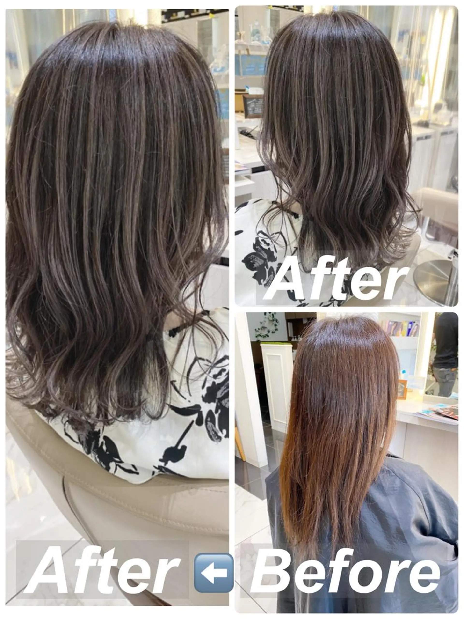 ミディアム カラー バレイヤージュ グレージュ レイヤーカット カット ヘアカラー 山崎俊輔/髪質改善 /バレイヤージュのヘアスタイル