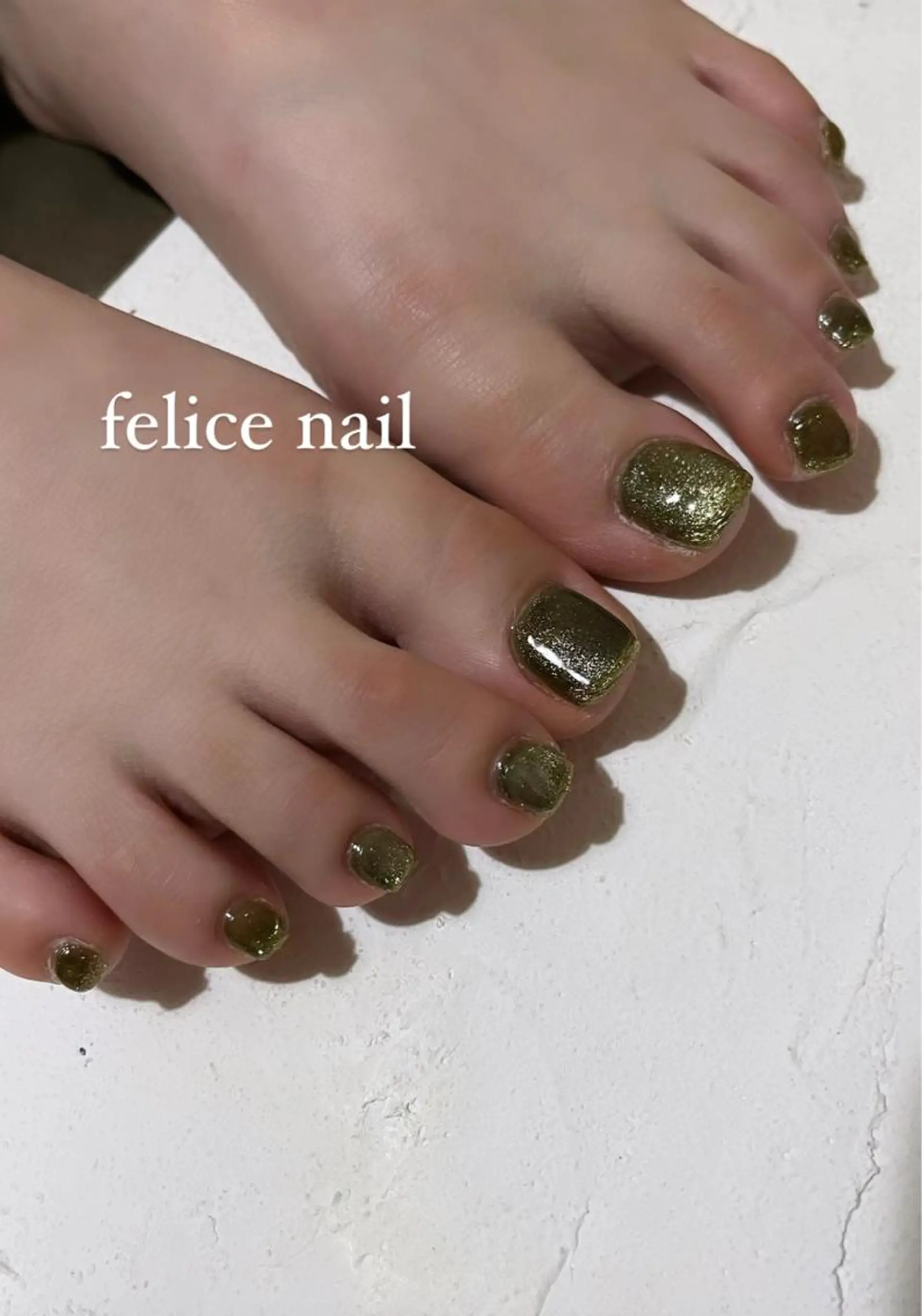 ネイル フットネイル フレンチネイル ゴールド マグネットネイル ミラーネイル felice nailのネイルデザイン