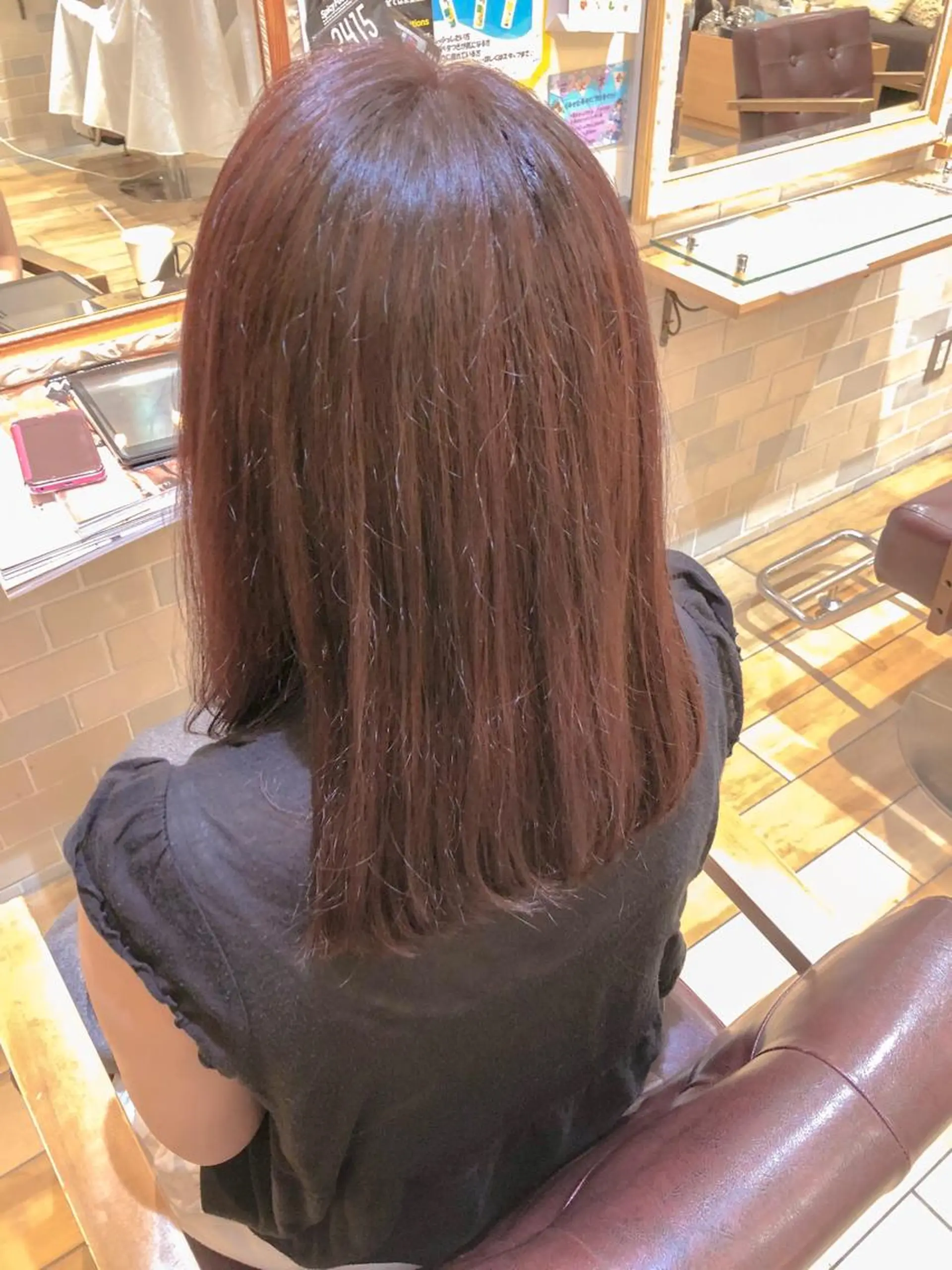 セミロング カラー アッシュ ピンクカラー ピンクアッシュ un所属・un 溝の口 伊豆本のマツエク・マツパデザイン