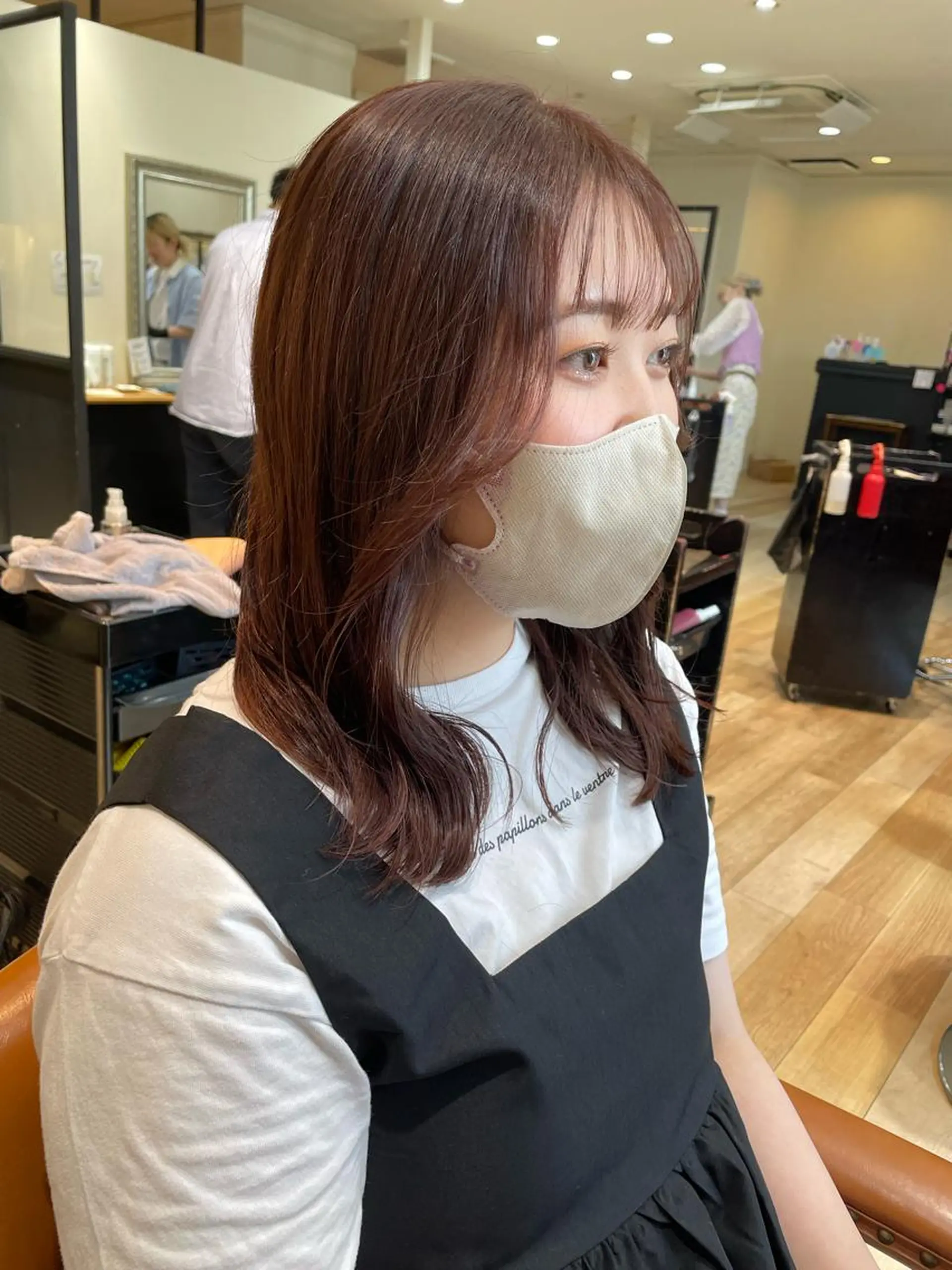 セミロング ピンクブラウン 亀川蓮 Agu hairのヘアスタイル