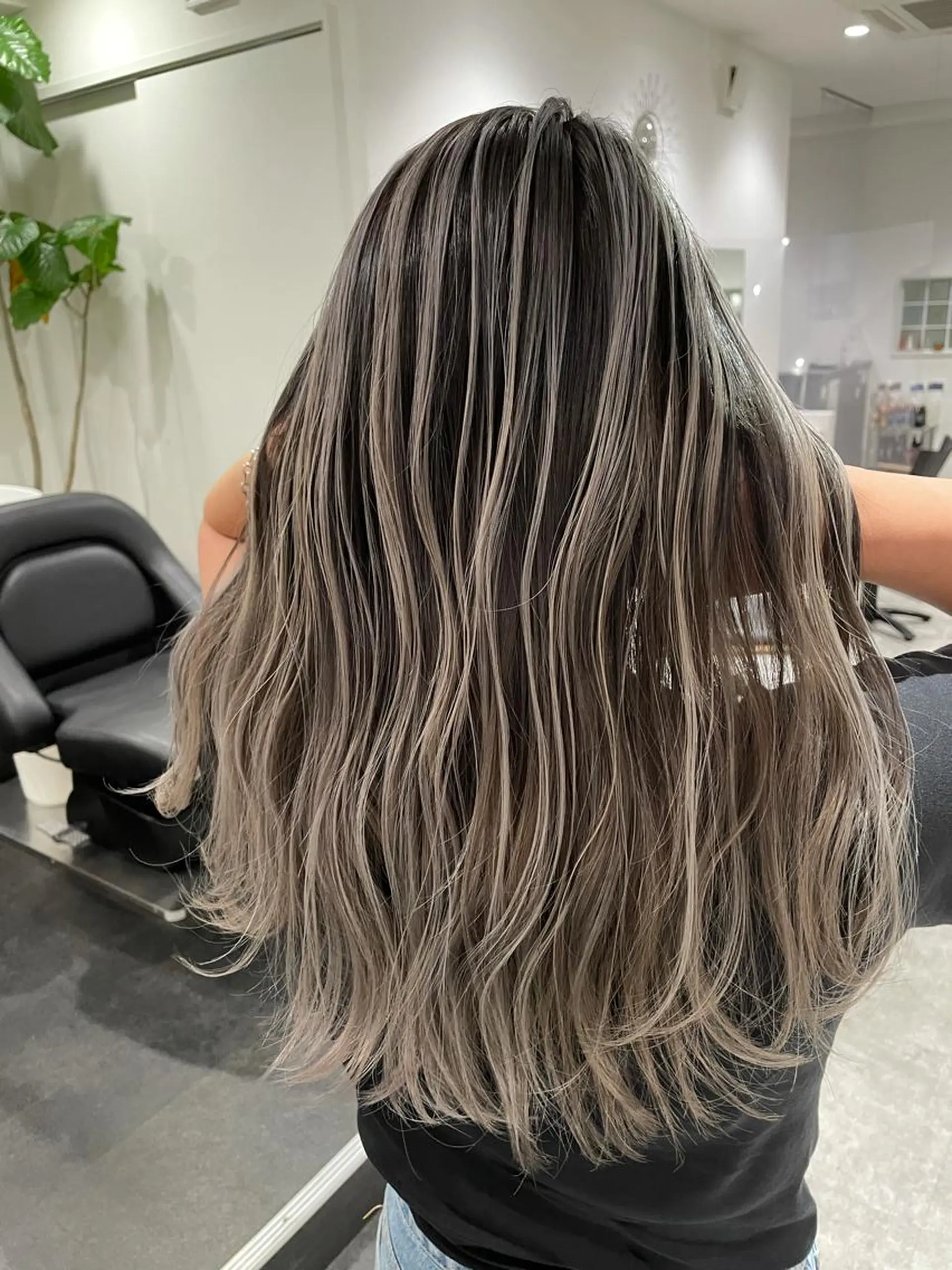 ロング カラー バレイヤージュ レイヤーカット 京都美容師 塩のヘアスタイル