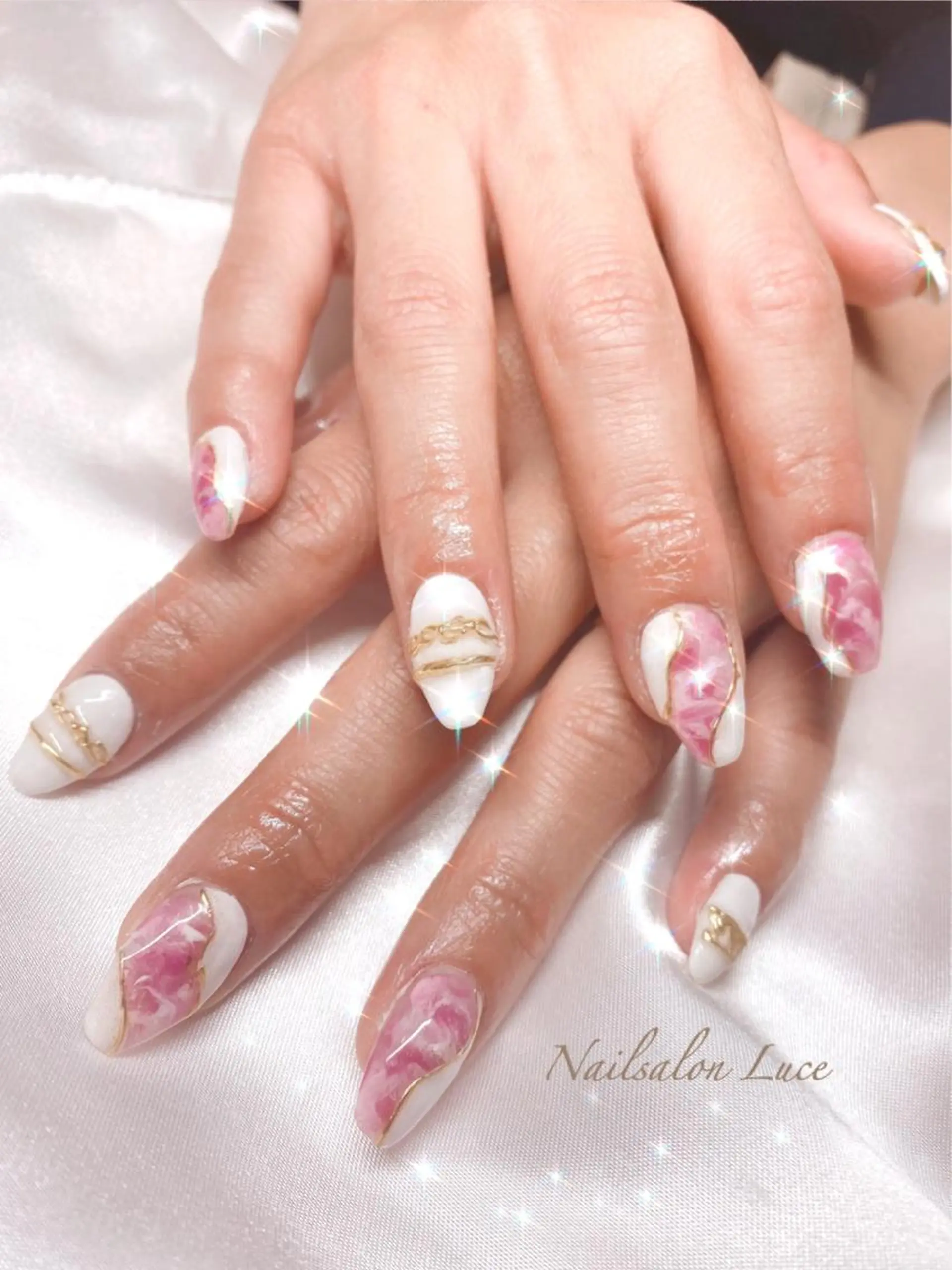 ネイル ジェルネイル 大理石ネイル(マーブル) ワンカラーネイル 春ネイル ネイル& 脱毛サロン　Lのマツエク・マツパデザイン