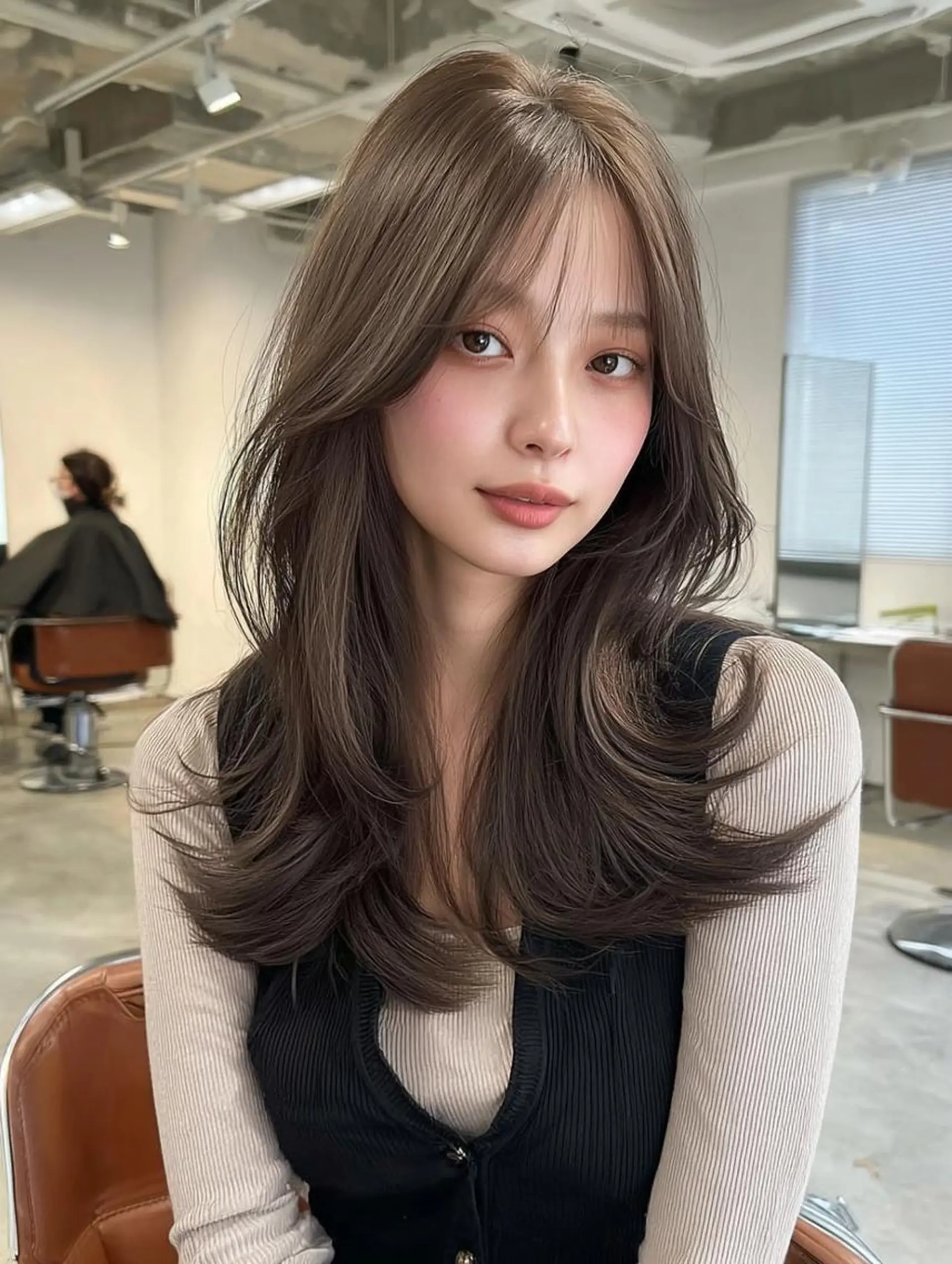 ロング ボブ 顔まわりレイヤー 髪質改善 韓国風ヘア レイヤーカット カット ヘアカラー トリートメント 大久保 雪乃🌛のヘアスタイル