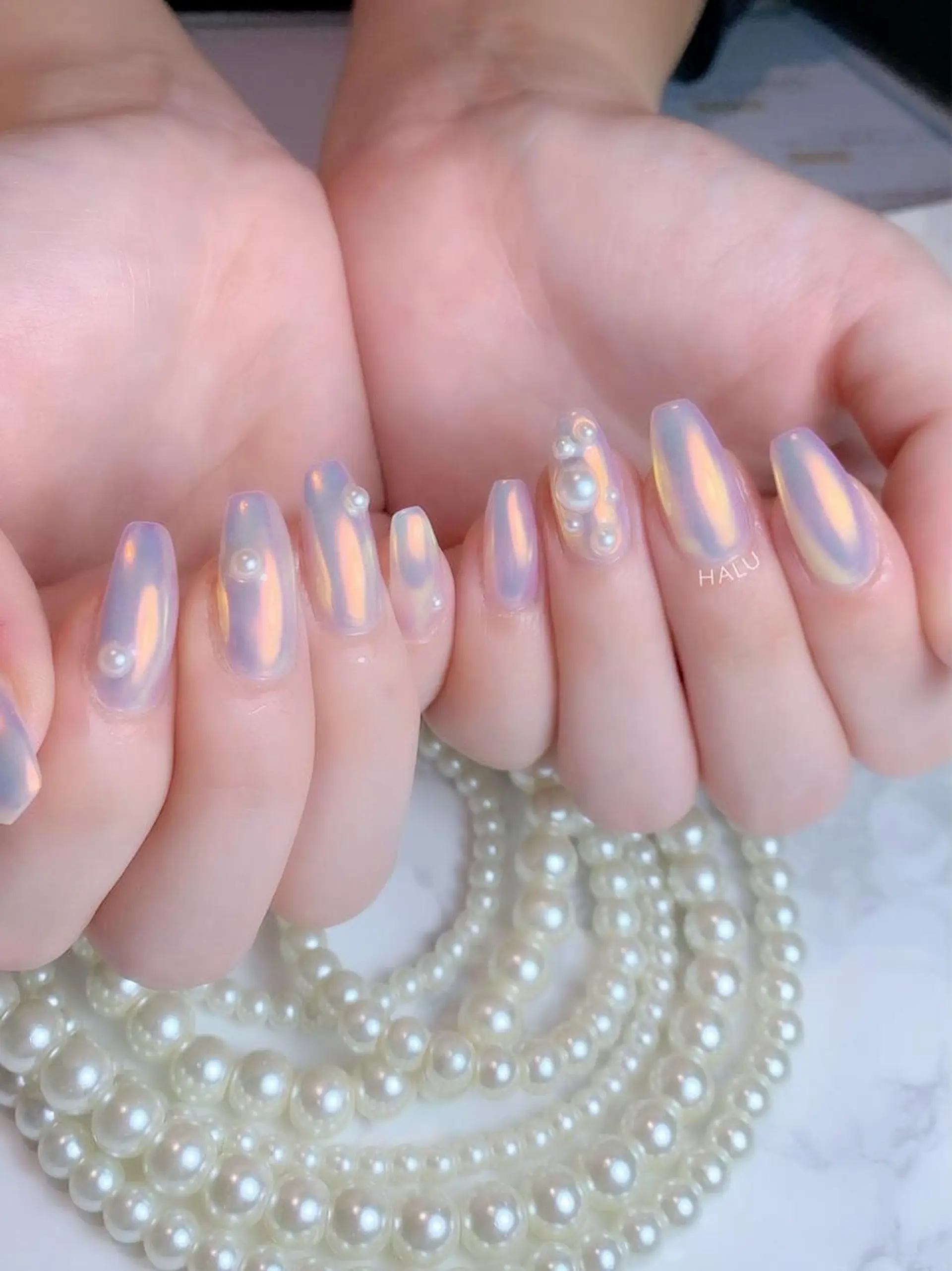 ネイル オーロラネイル キラキラネイル HALU ハルのネイルデザイン