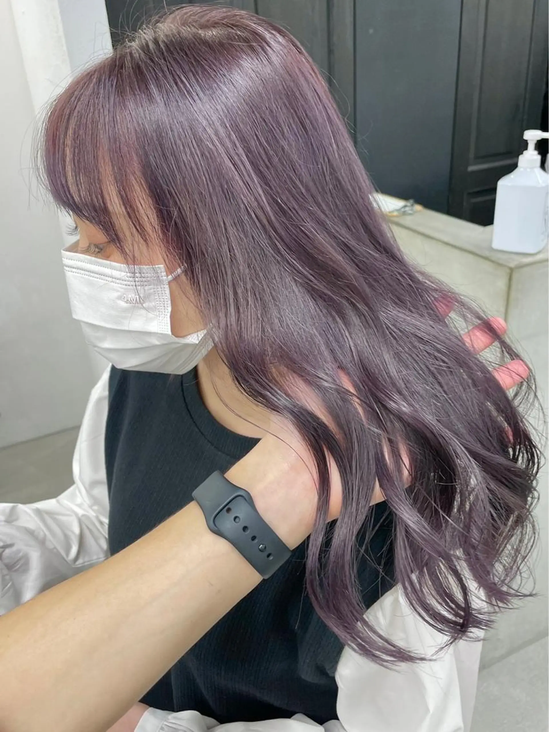 ロング カラー ブリーチ ダブルカラー ラベンダーカラー ブリーチなしカラー 🧸艶々韓国ヘア 🧁mizunaのヘアスタイル