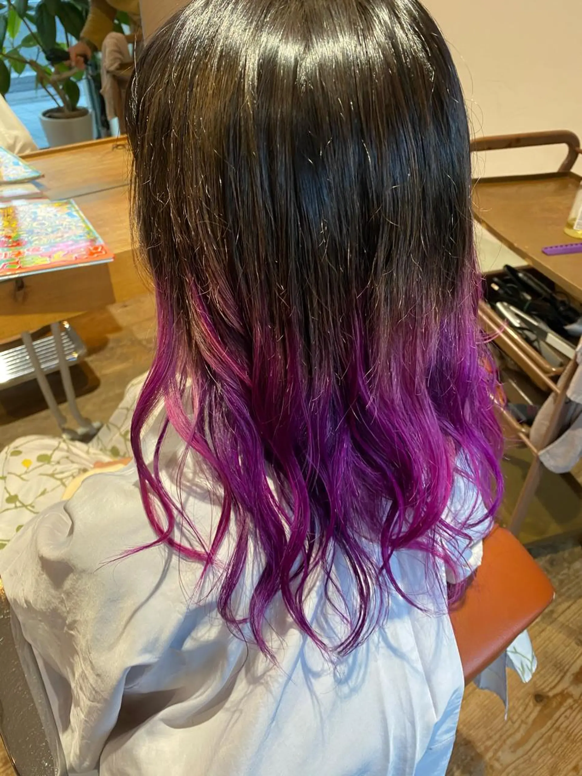 ミディアム カラー ピンクカラー パープルカラー わかばやし ゆうこのヘアスタイル