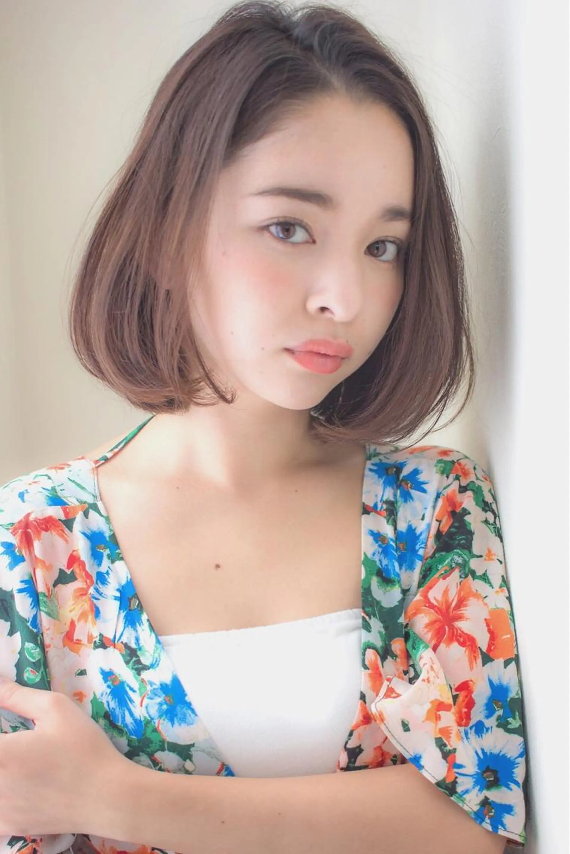 ミディアム ボブ カット ヘアカラー トリートメント 代表山口ひな 髪質改善のプロのヘアスタイル